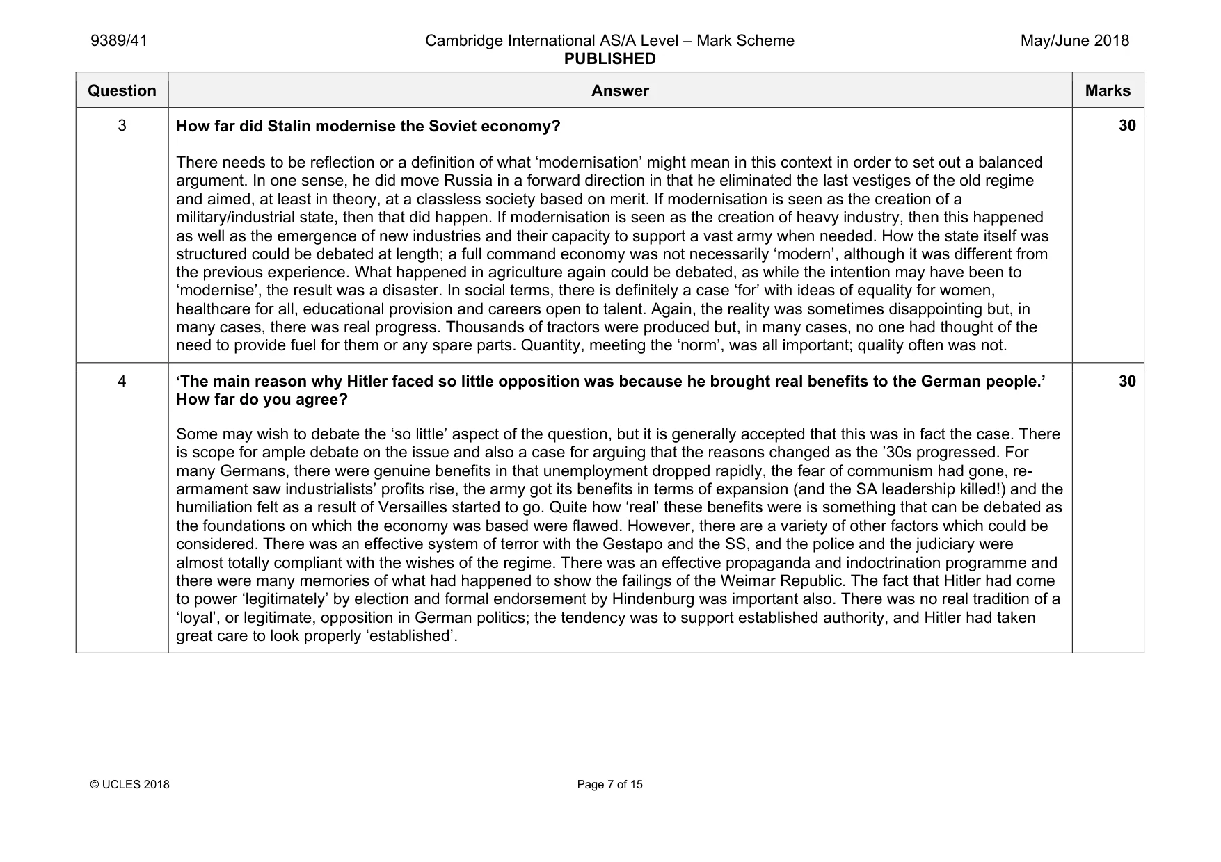 Mark scheme, page 7 of 15