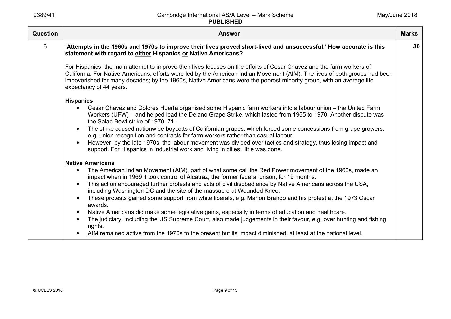 Mark scheme, page 9 of 15