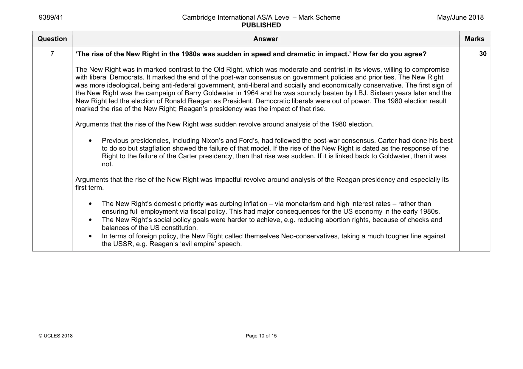 Mark scheme, page 10 of 15
