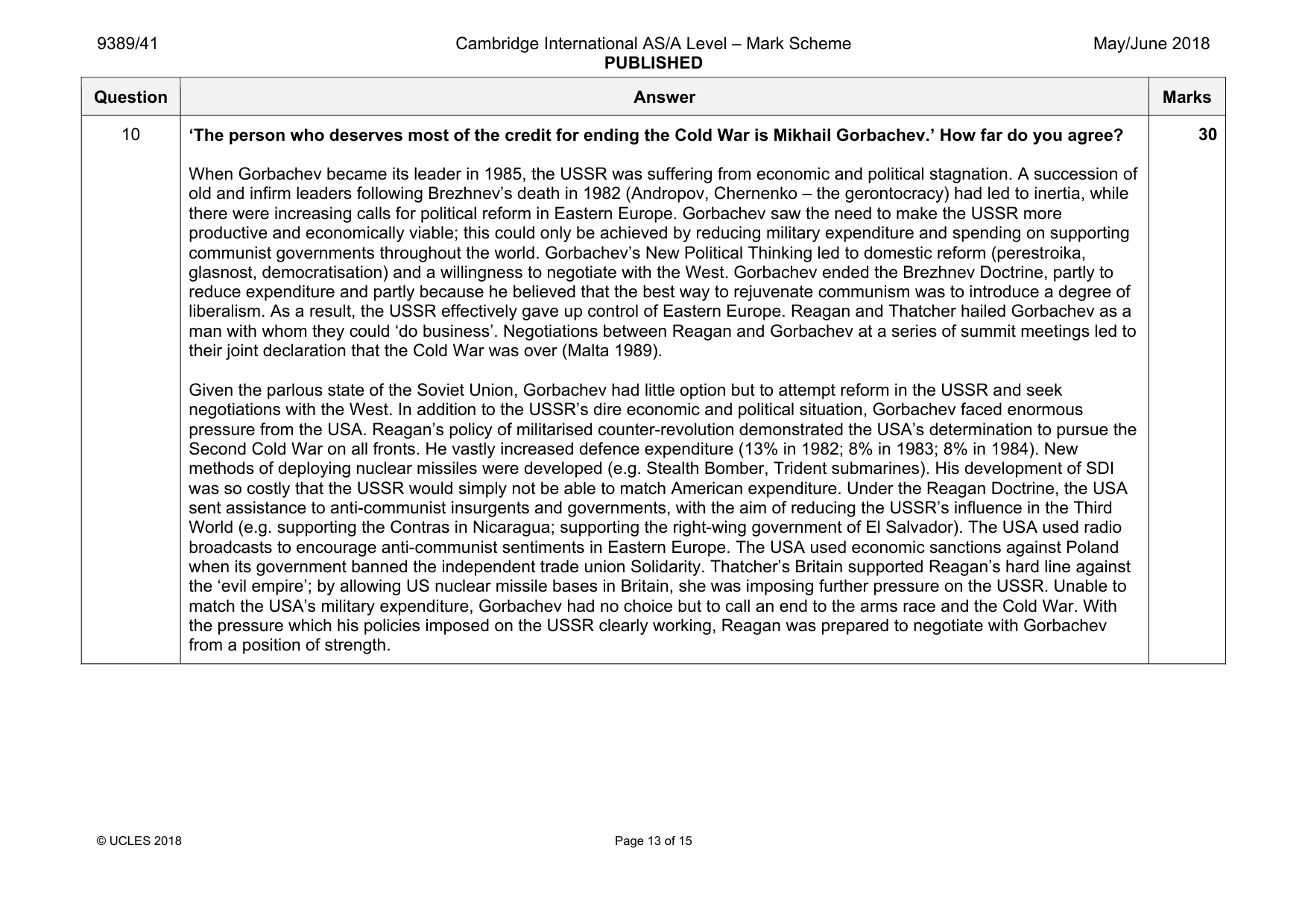 Mark scheme, page 13 of 15