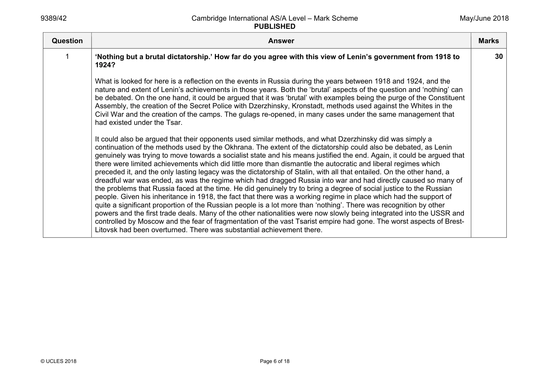 Mark scheme, page 6 of 18