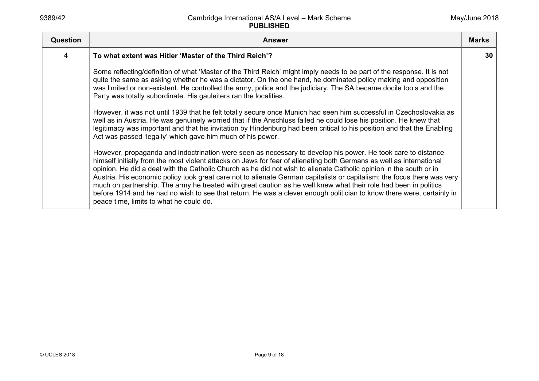 Mark scheme, page 9 of 18
