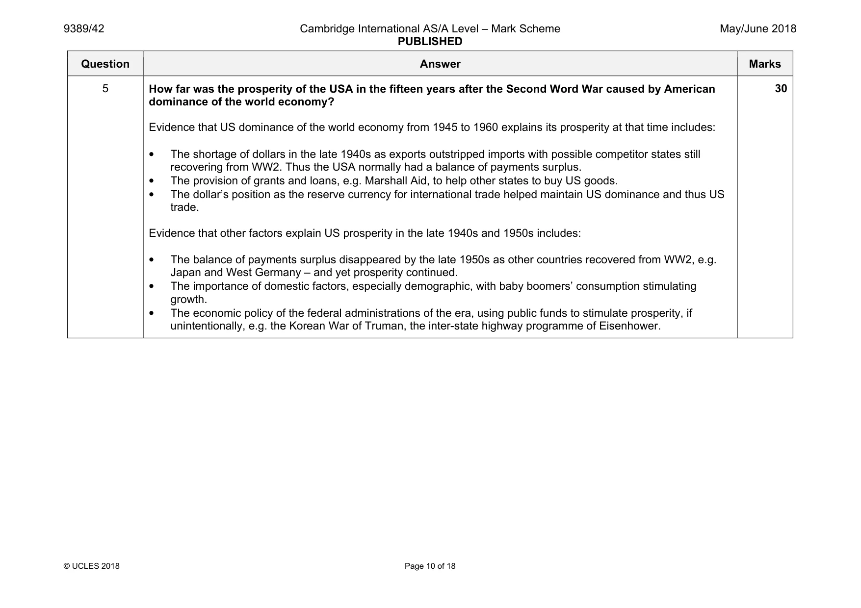 Mark scheme, page 10 of 18