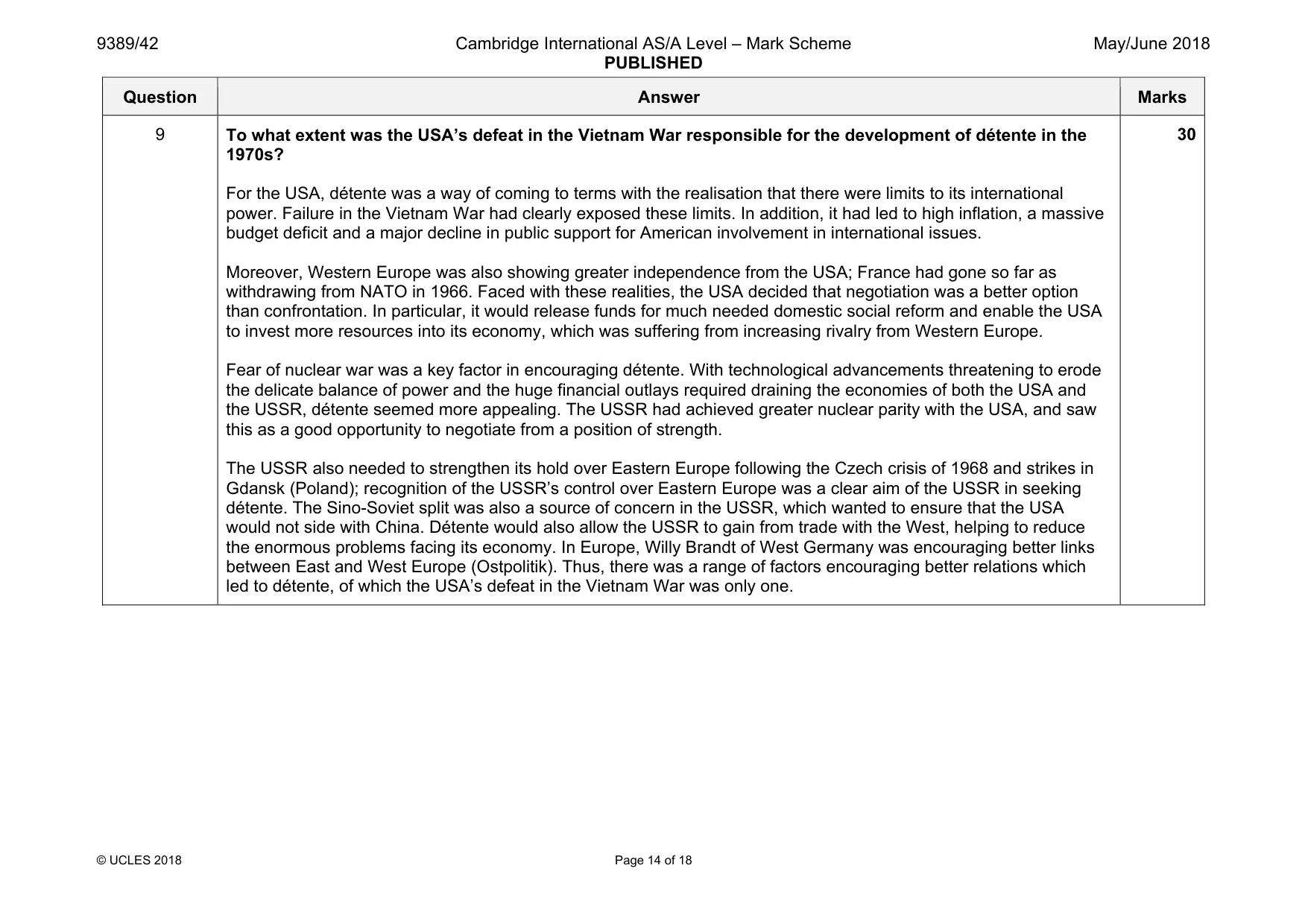 Mark scheme, page 14 of 18