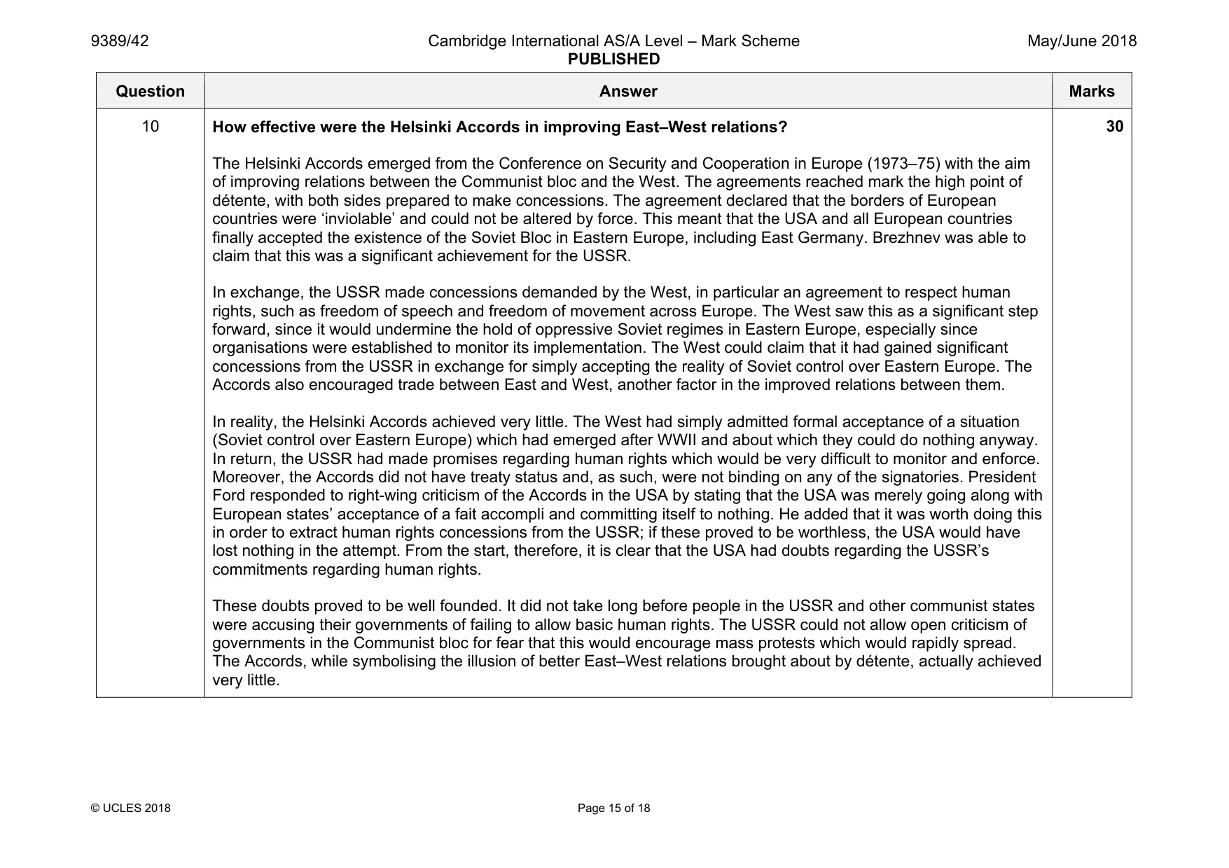 Mark scheme, page 15 of 18