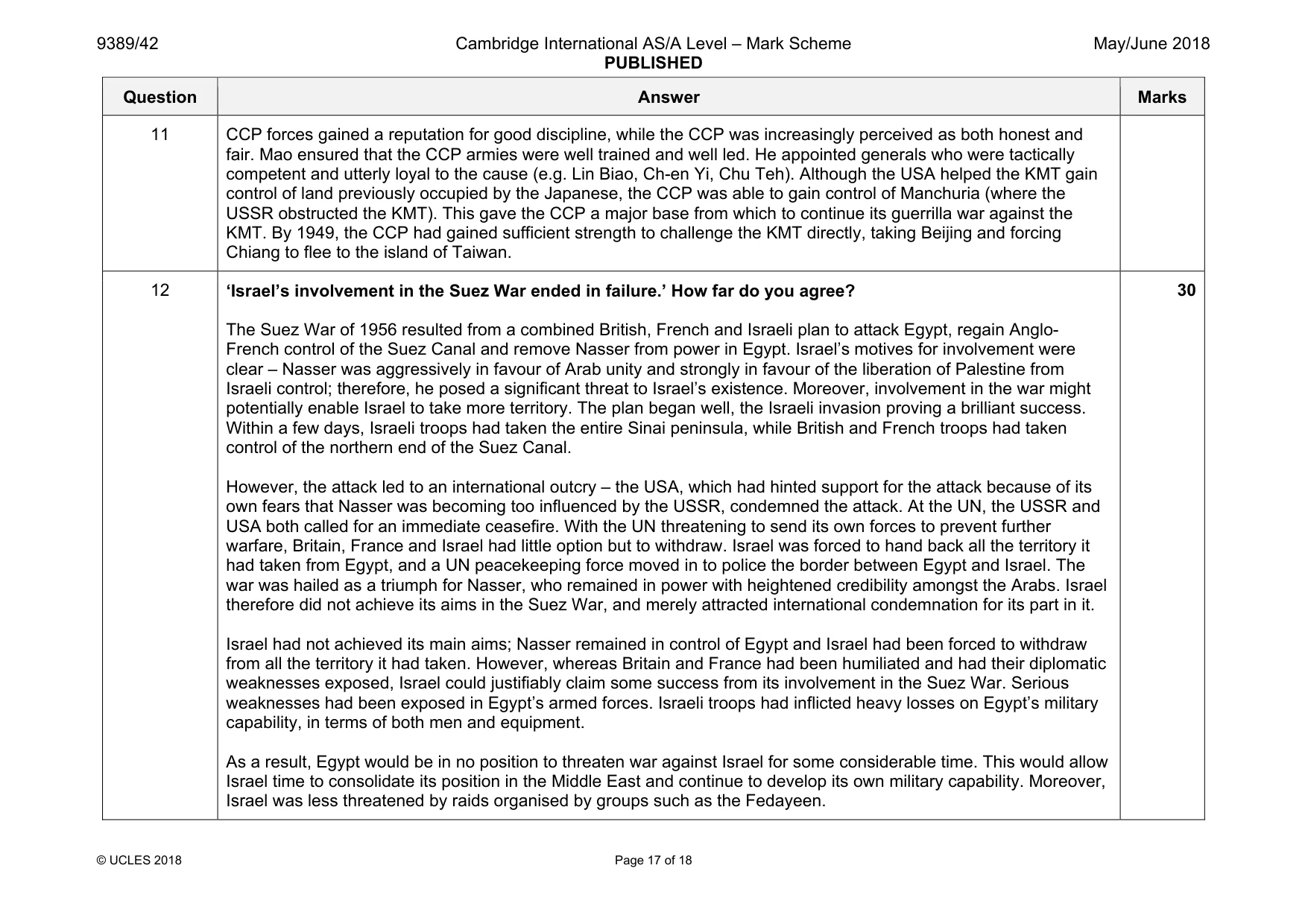 Mark scheme, page 17 of 18