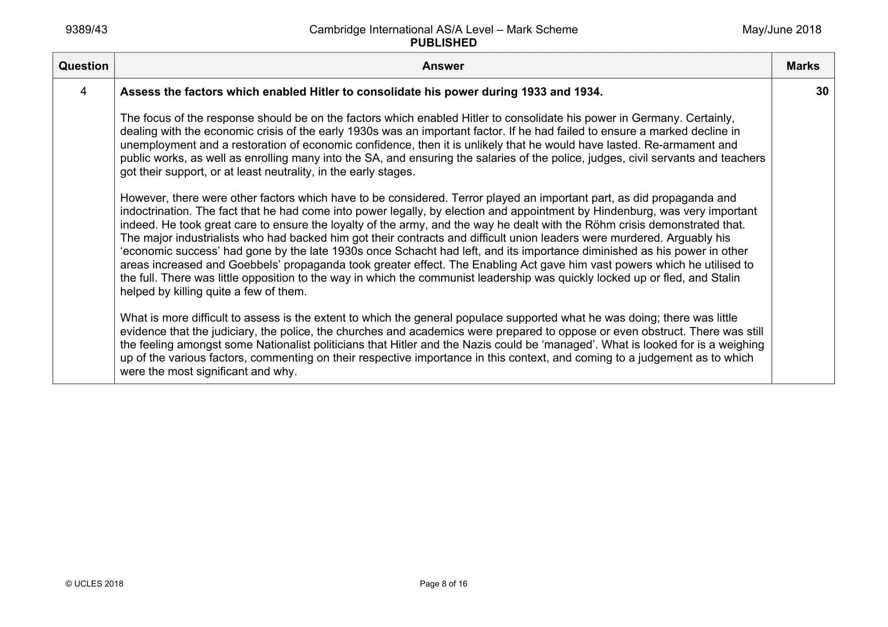 Mark scheme, page 8 of 16