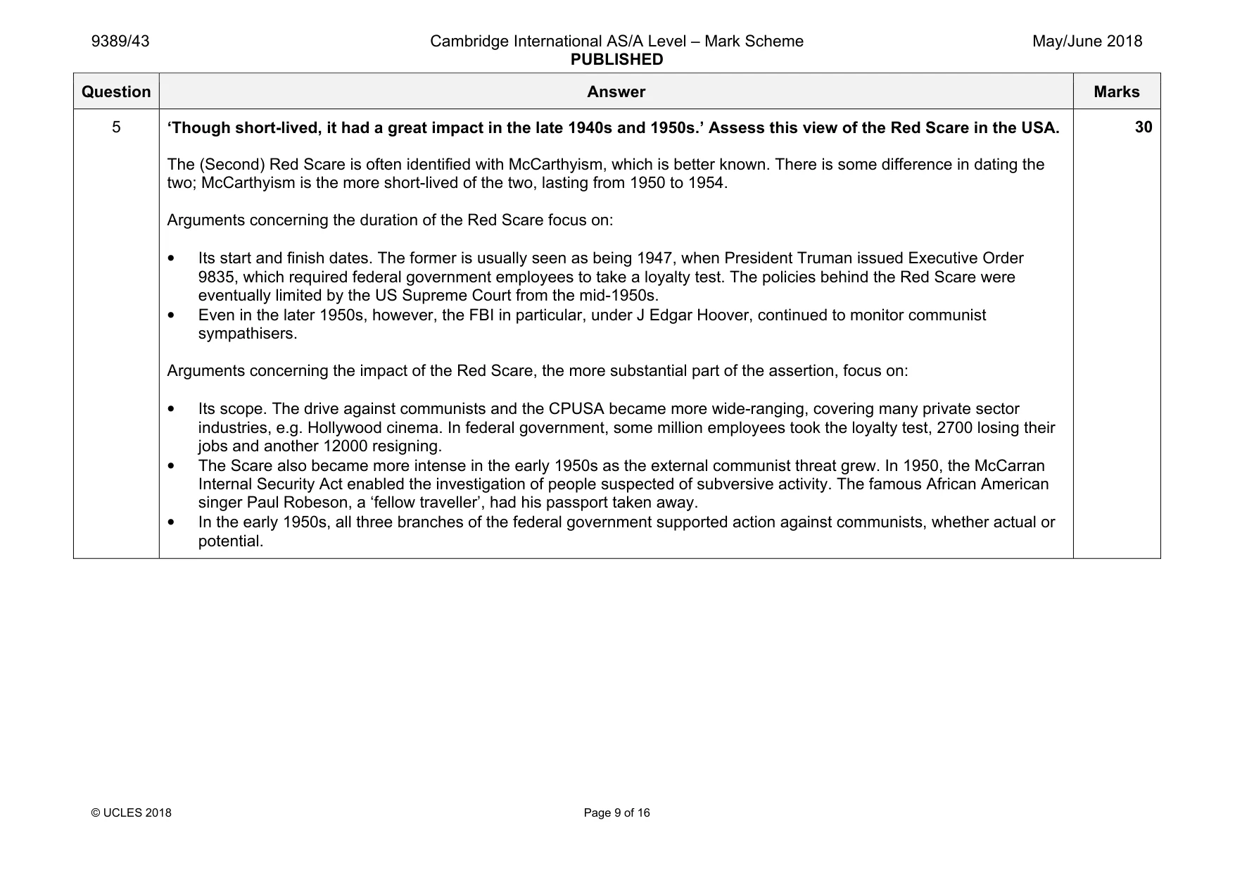 Mark scheme, page 9 of 16