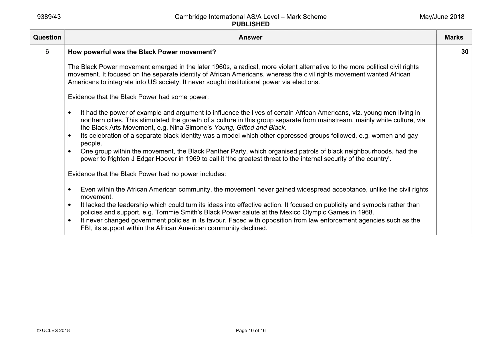 Mark scheme, page 10 of 16