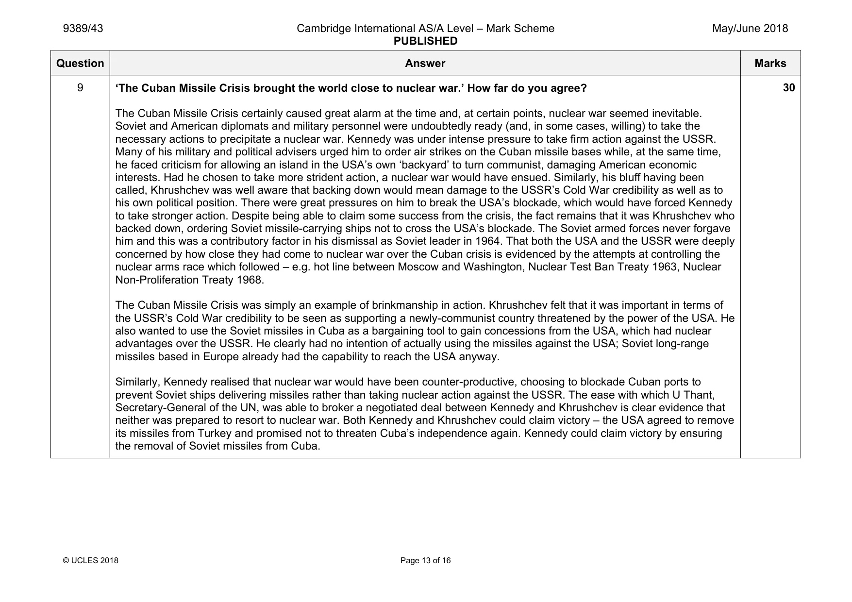 Mark scheme, page 13 of 16