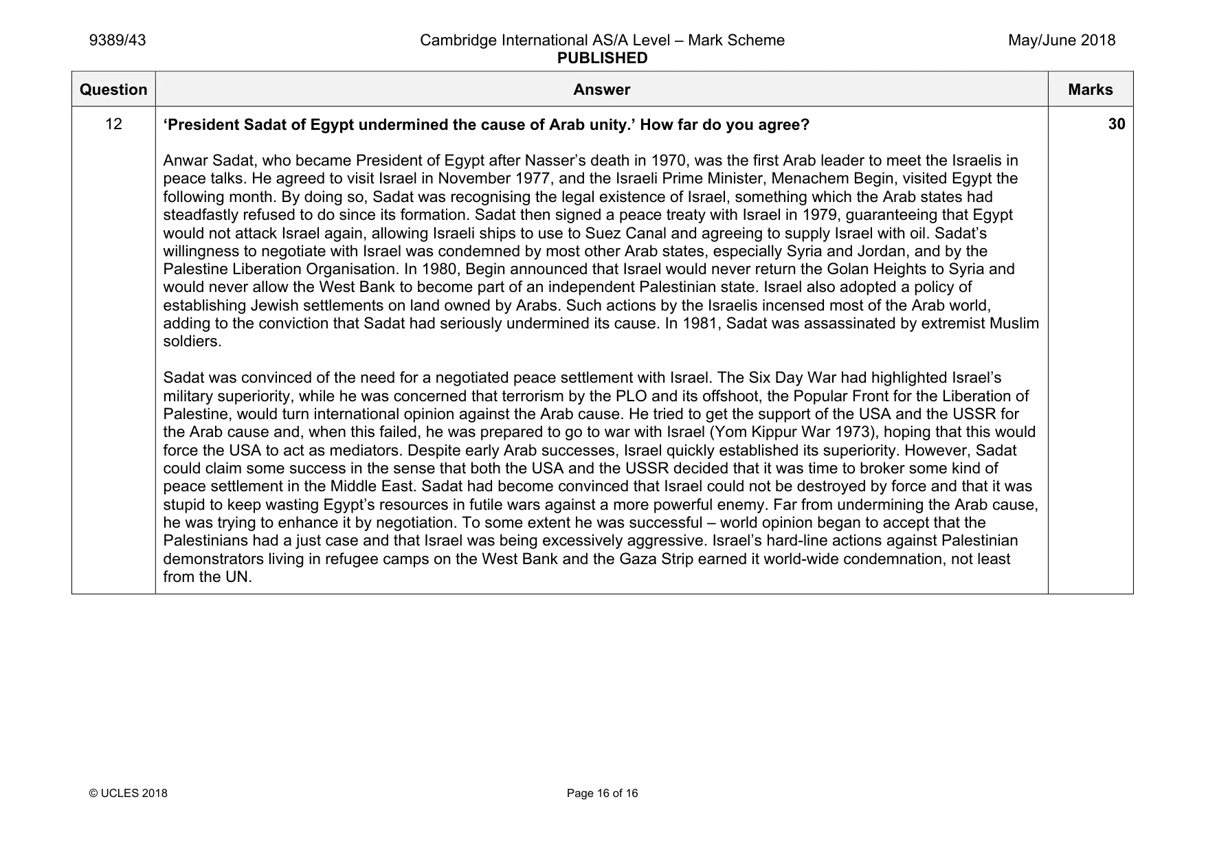 Mark scheme, page 16 of 16