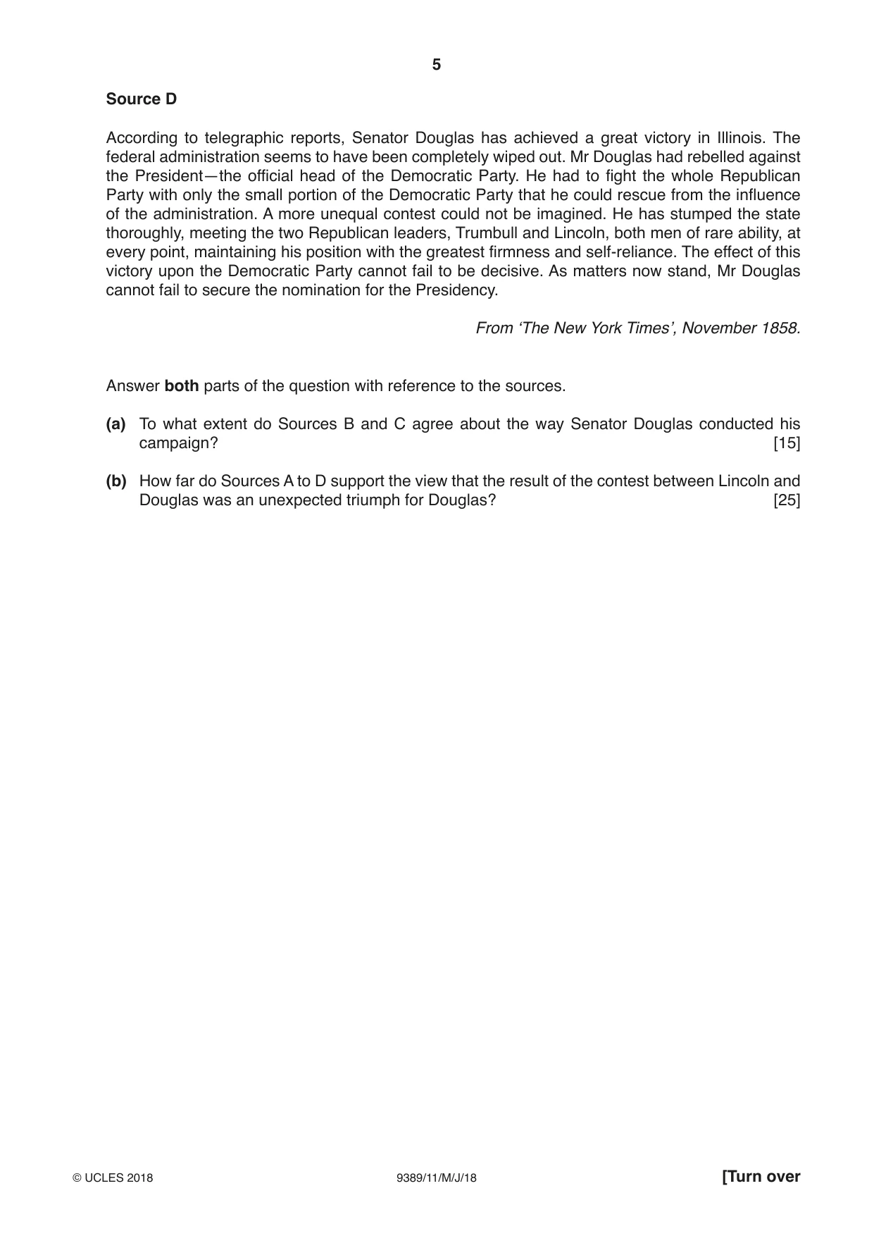 Cambridge A Level History 9389 2018 May/June Paper 1 · Variant 1 question paper, page 5 of 8