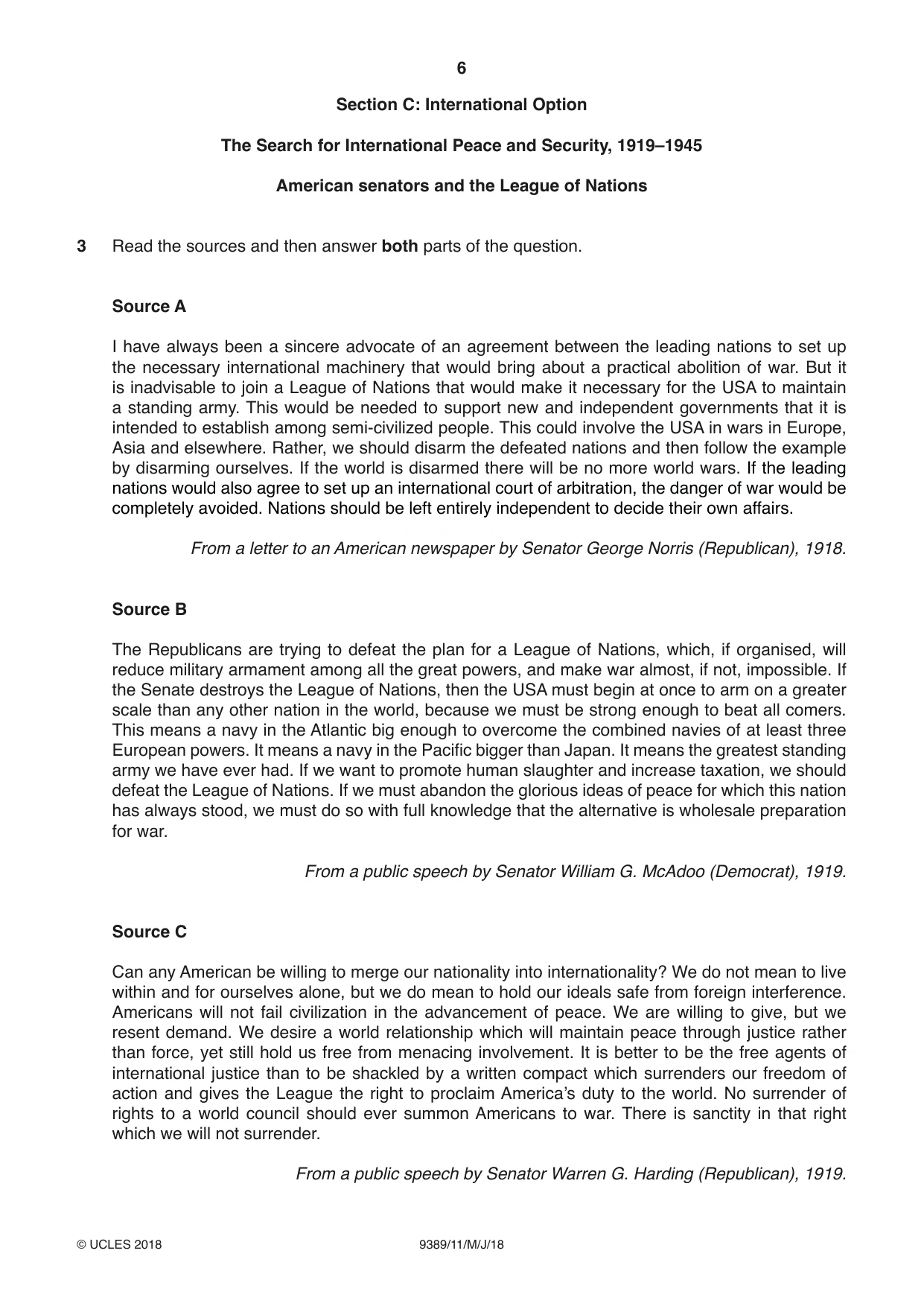 Cambridge A Level History 9389 2018 May/June Paper 1 · Variant 1 question paper, page 6 of 8