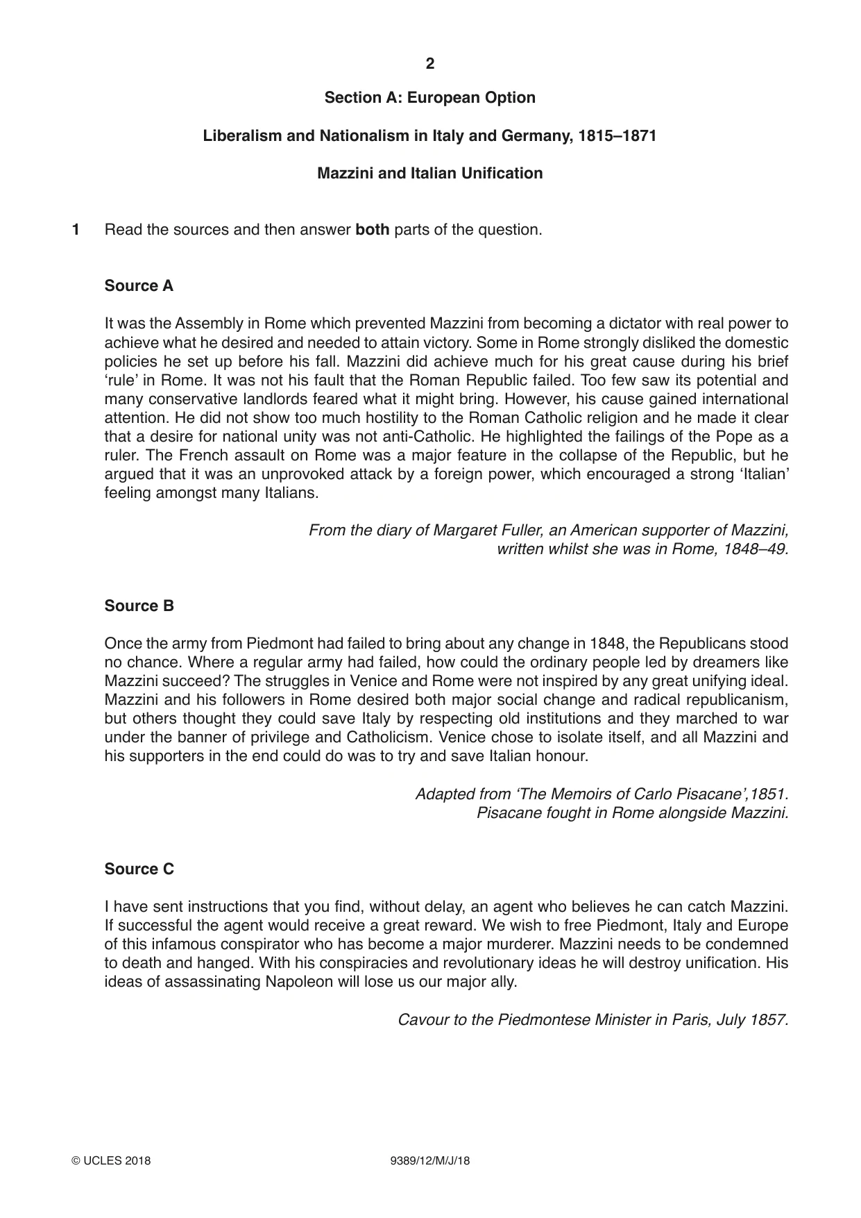 Cambridge A Level History 9389 2018 May/June Paper 1 · Variant 2 question paper, page 2 of 8