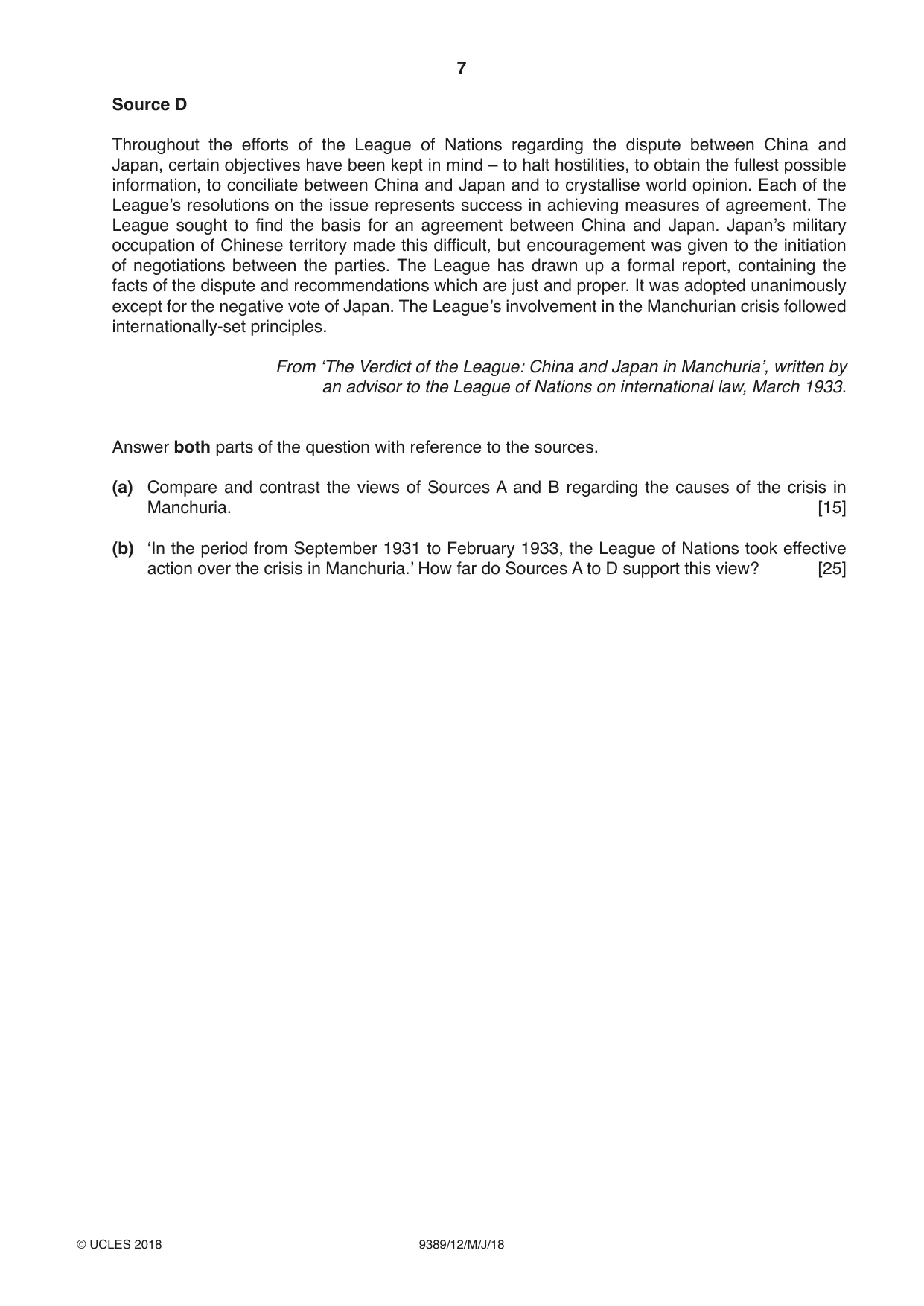 Cambridge A Level History 9389 2018 May/June Paper 1 · Variant 2 question paper, page 7 of 8