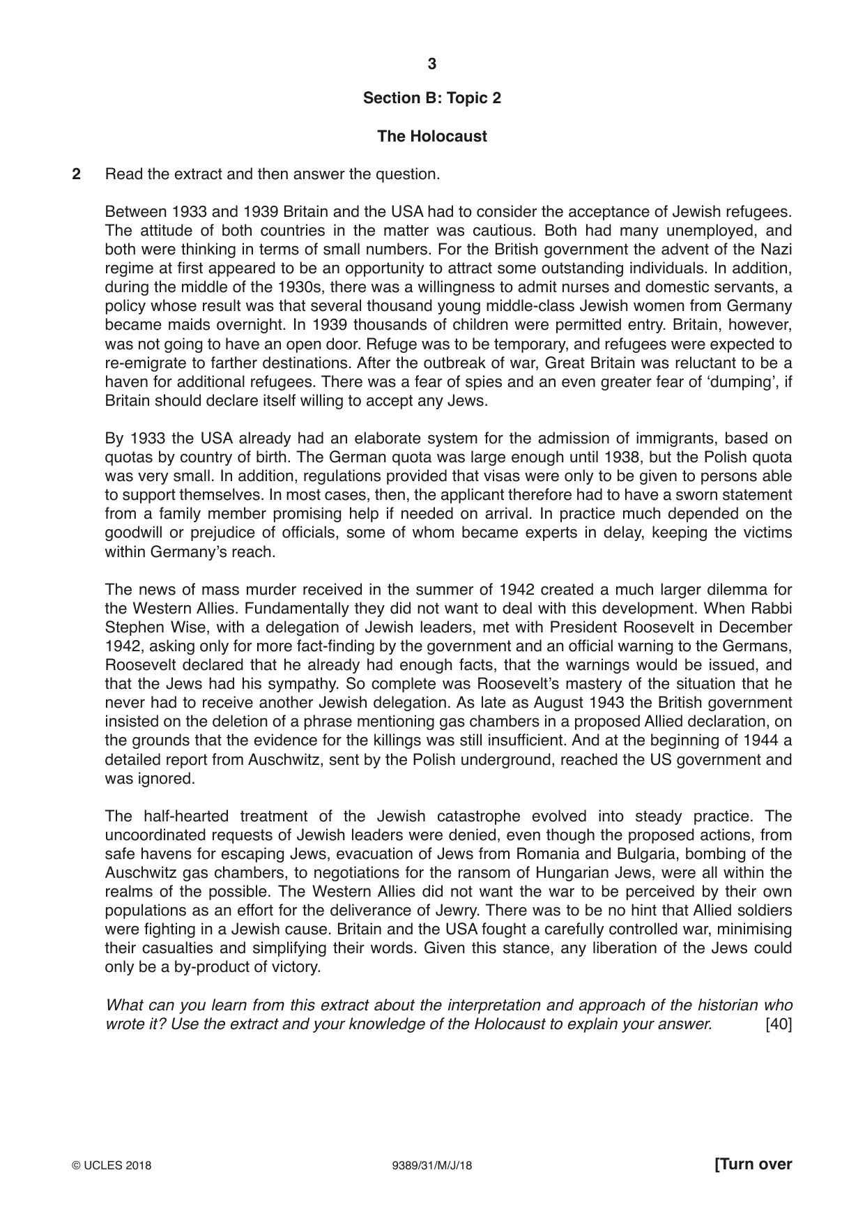 Cambridge A Level History 9389 2018 May/June Paper 3 · Variant 1 question paper, page 3 of 4