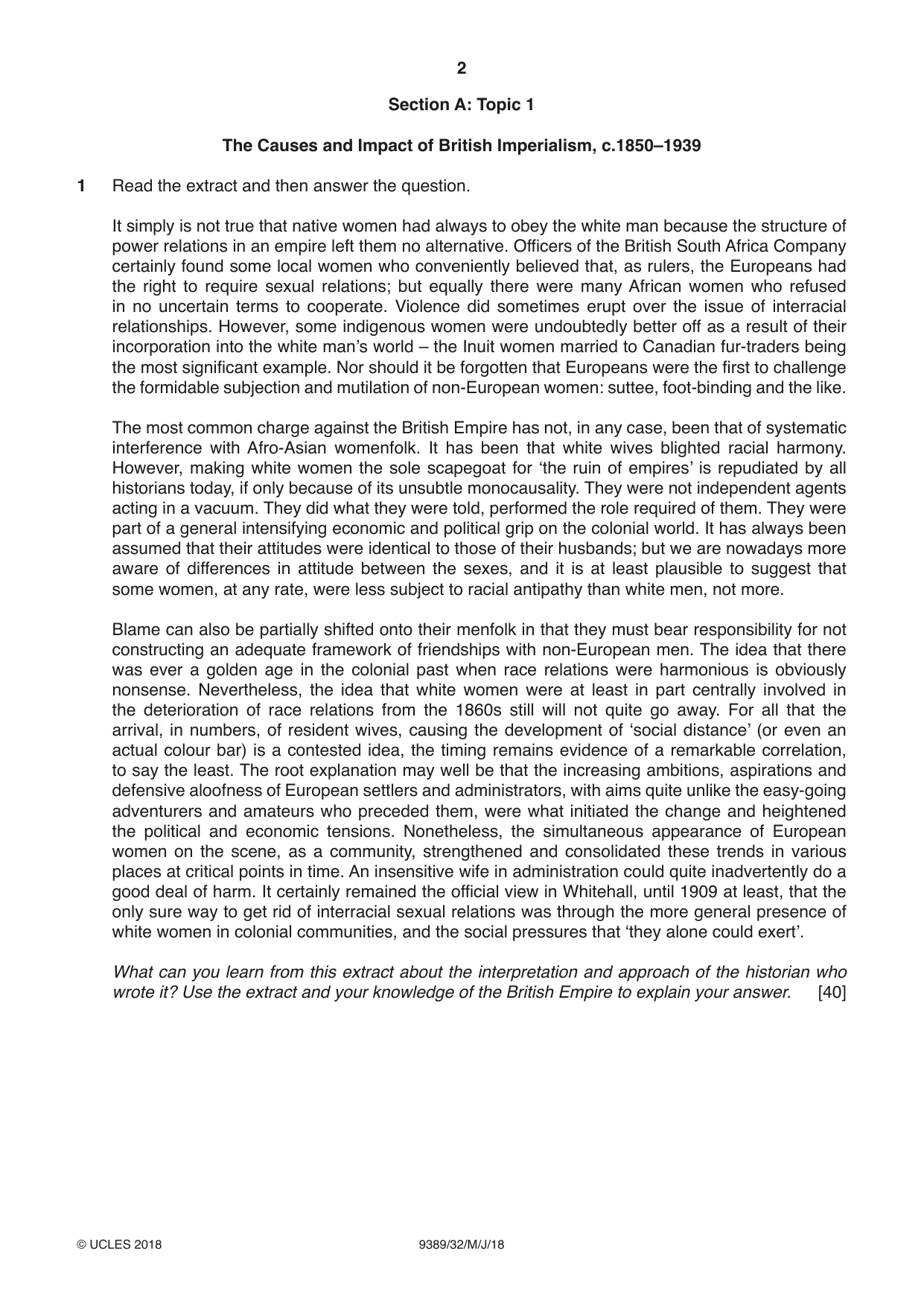 Cambridge A Level History 9389 2018 May/June Paper 3 · Variant 2 question paper, page 2 of 4