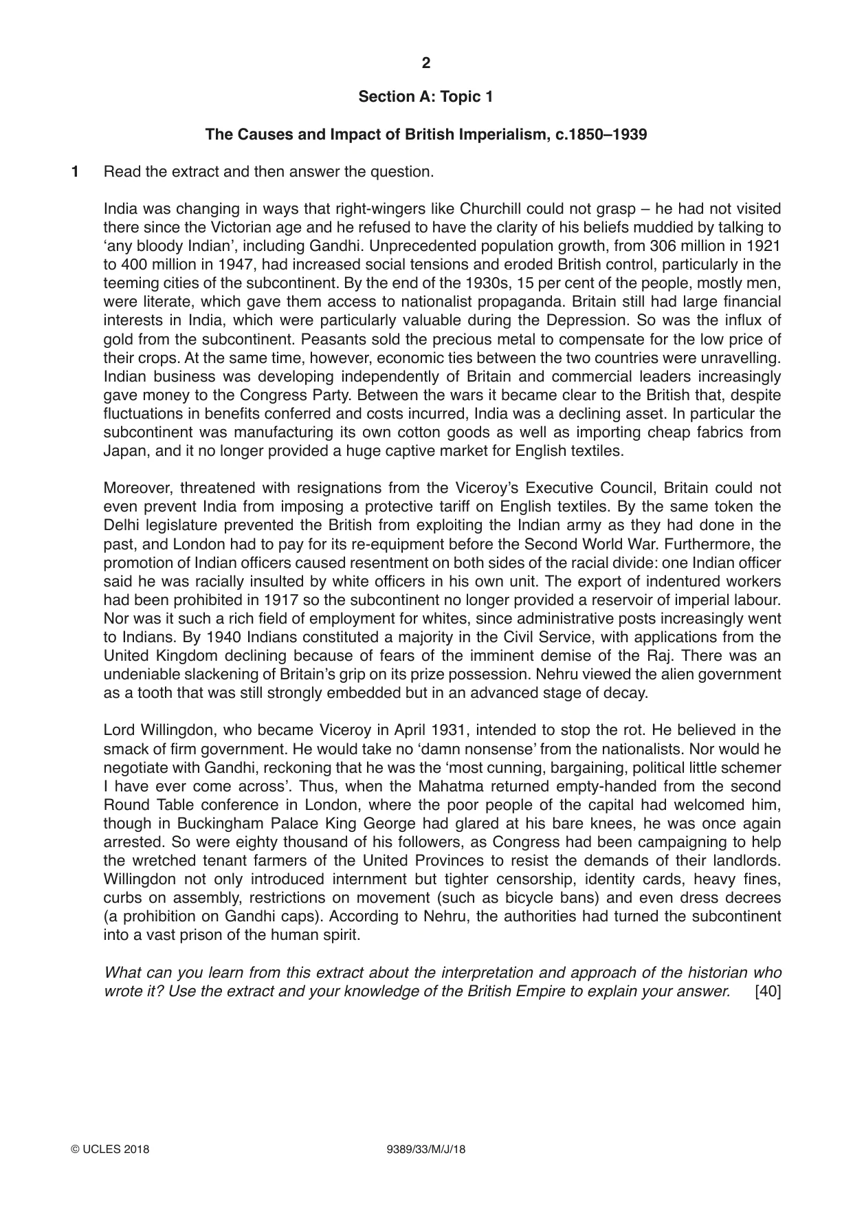 Cambridge A Level History 9389 2018 May/June Paper 3 · Variant 3 question paper, page 2 of 4