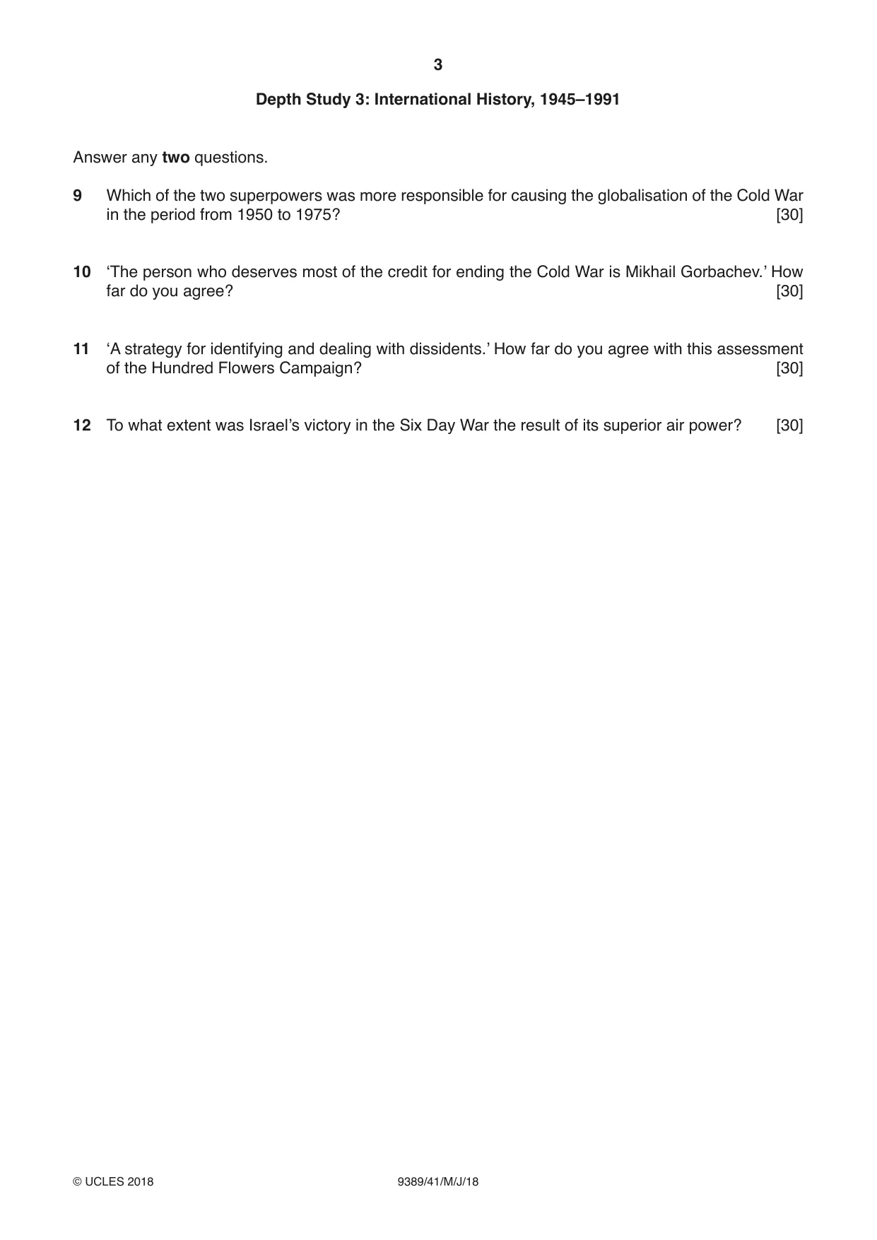 Cambridge A Level History 9389 2018 May/June Paper 4 · Variant 1 question paper, page 3 of 4