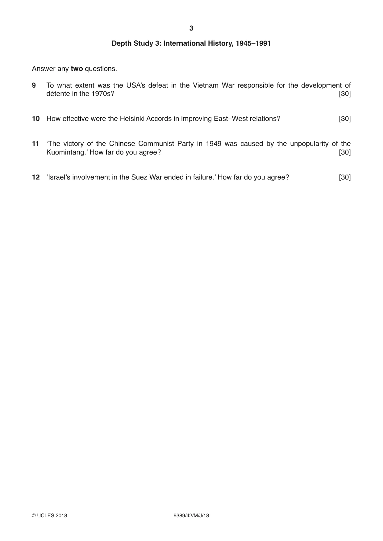 Cambridge A Level History 9389 2018 May/June Paper 4 · Variant 2 question paper, page 3 of 4