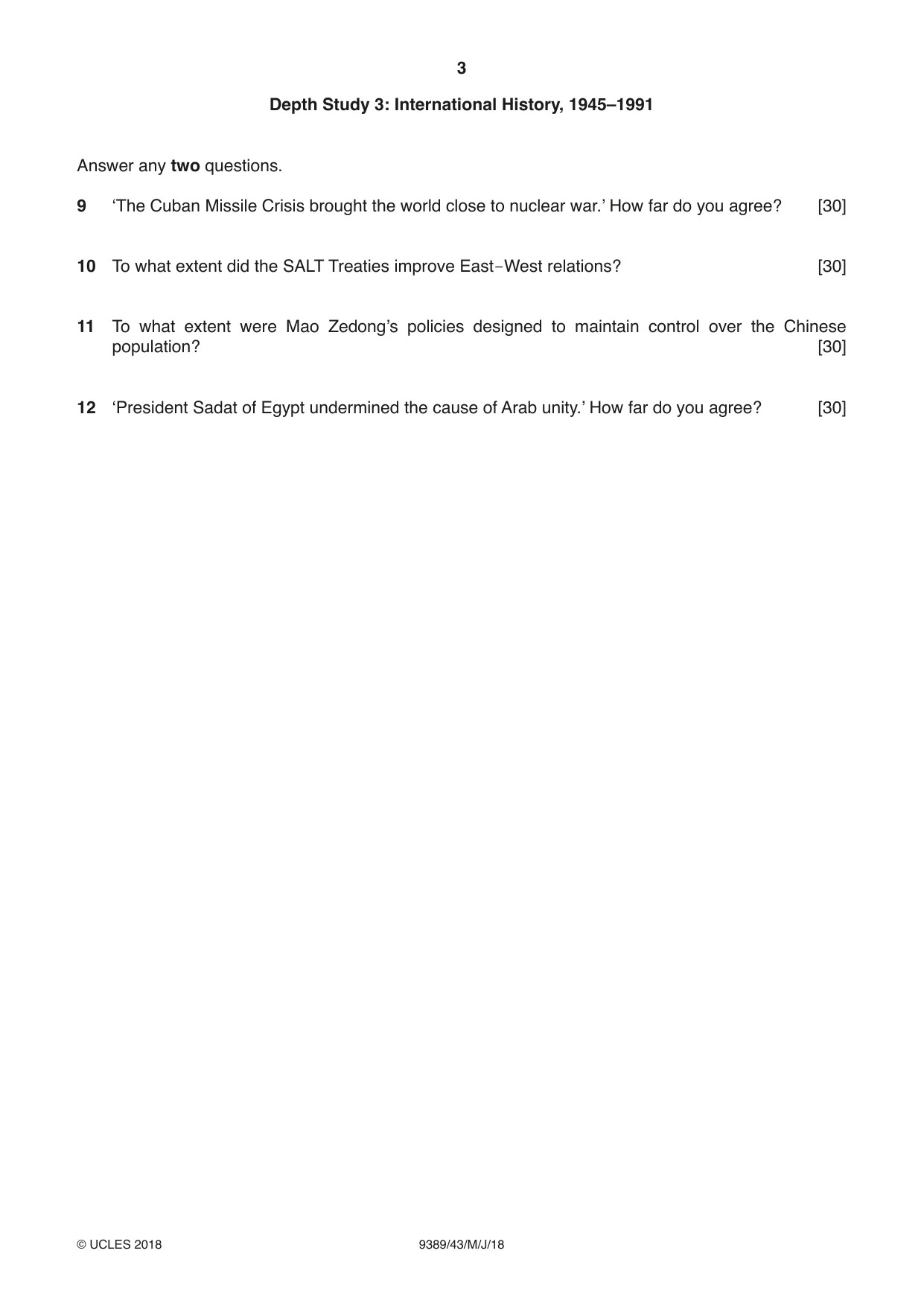 Cambridge A Level History 9389 2018 May/June Paper 4 · Variant 3 question paper, page 3 of 4