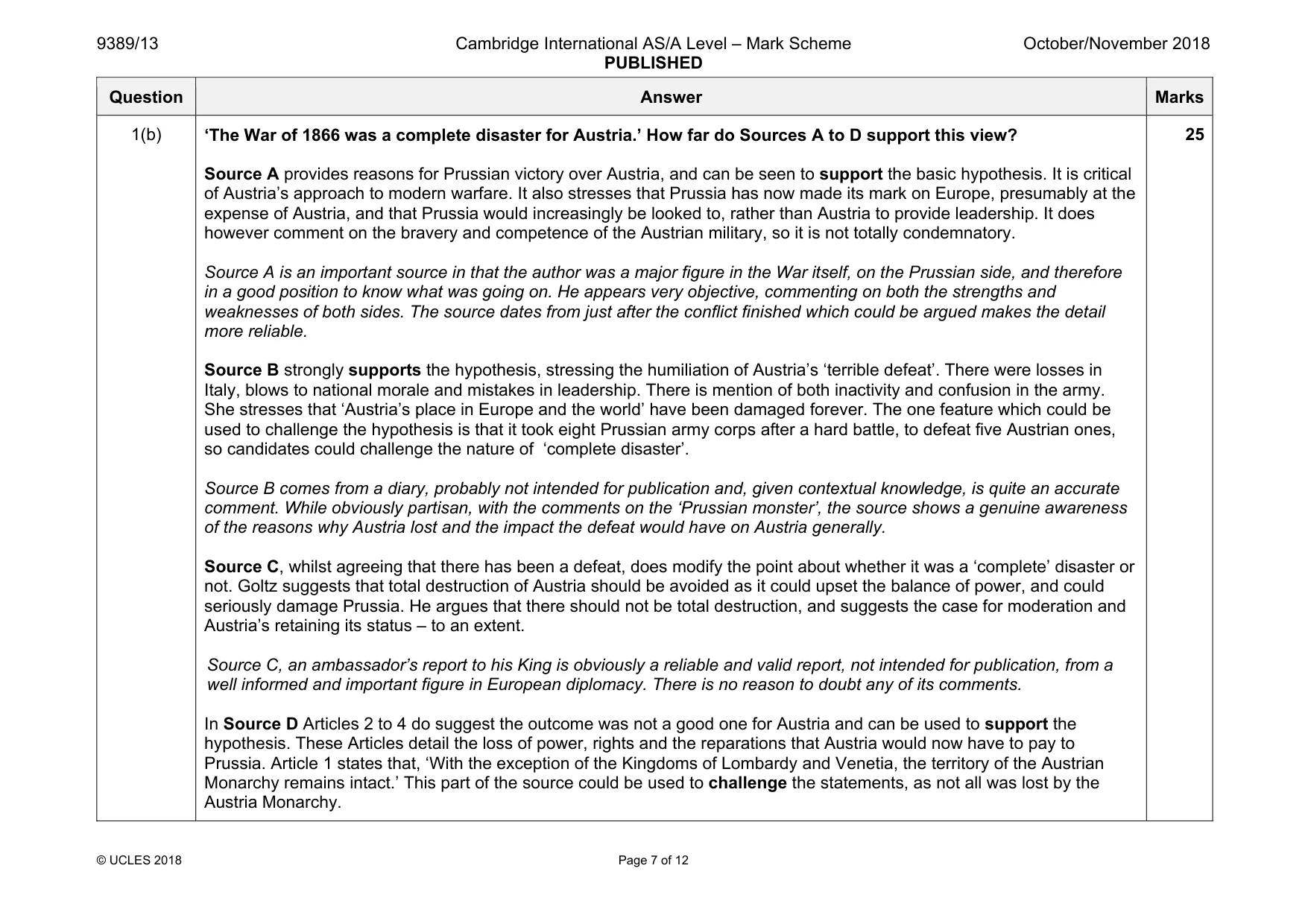 Mark scheme, page 7 of 12