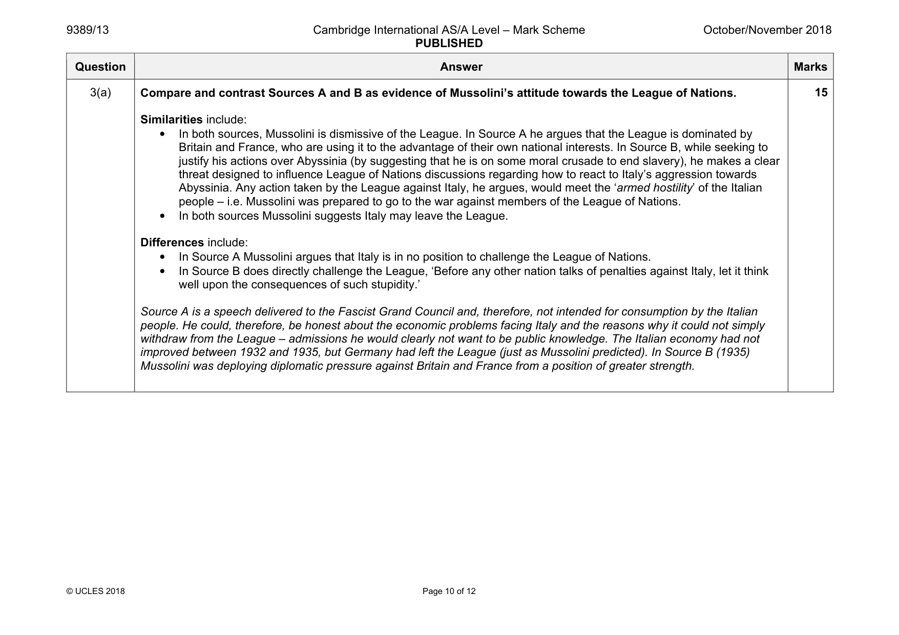 Mark scheme, page 10 of 12