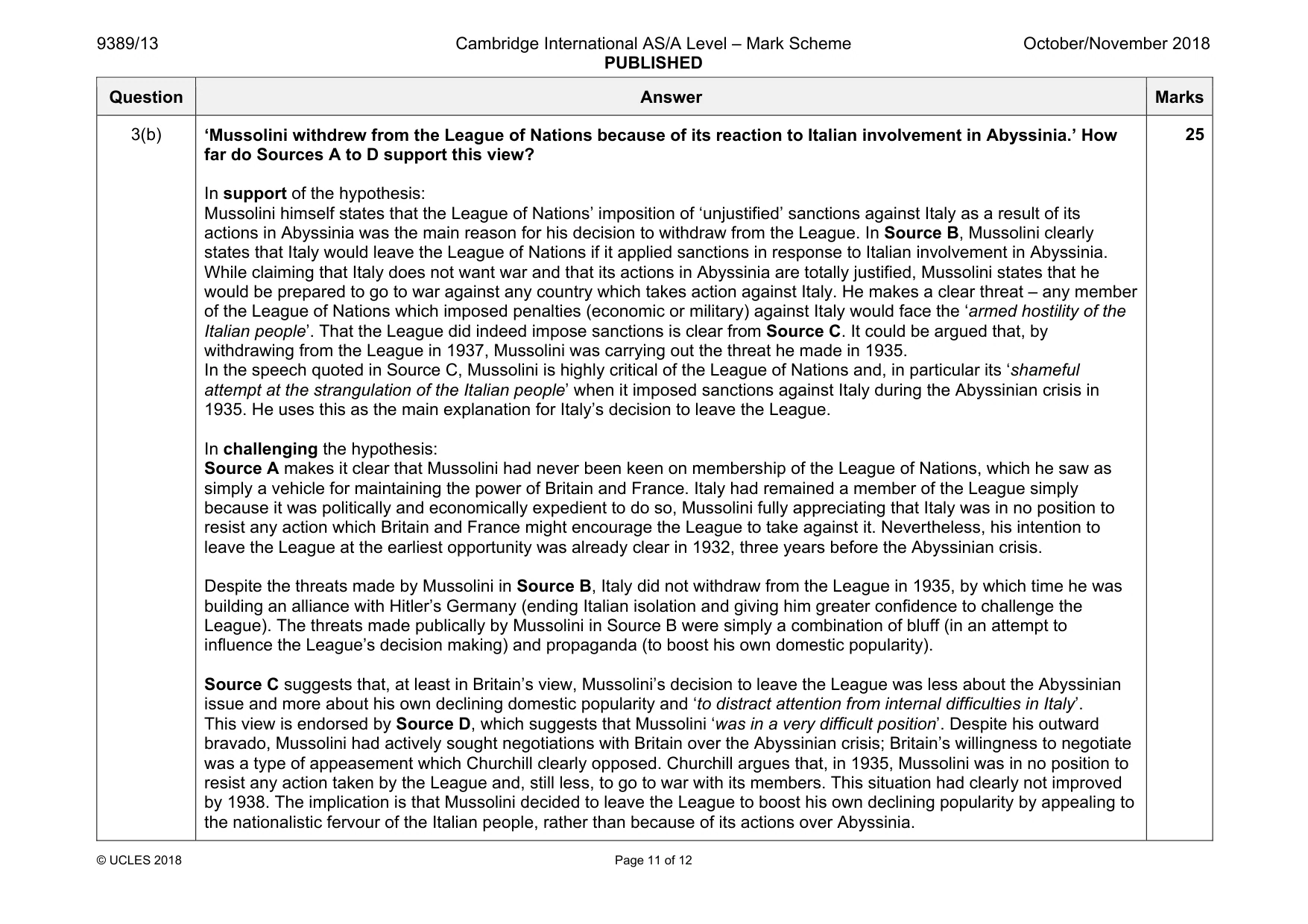 Mark scheme, page 11 of 12