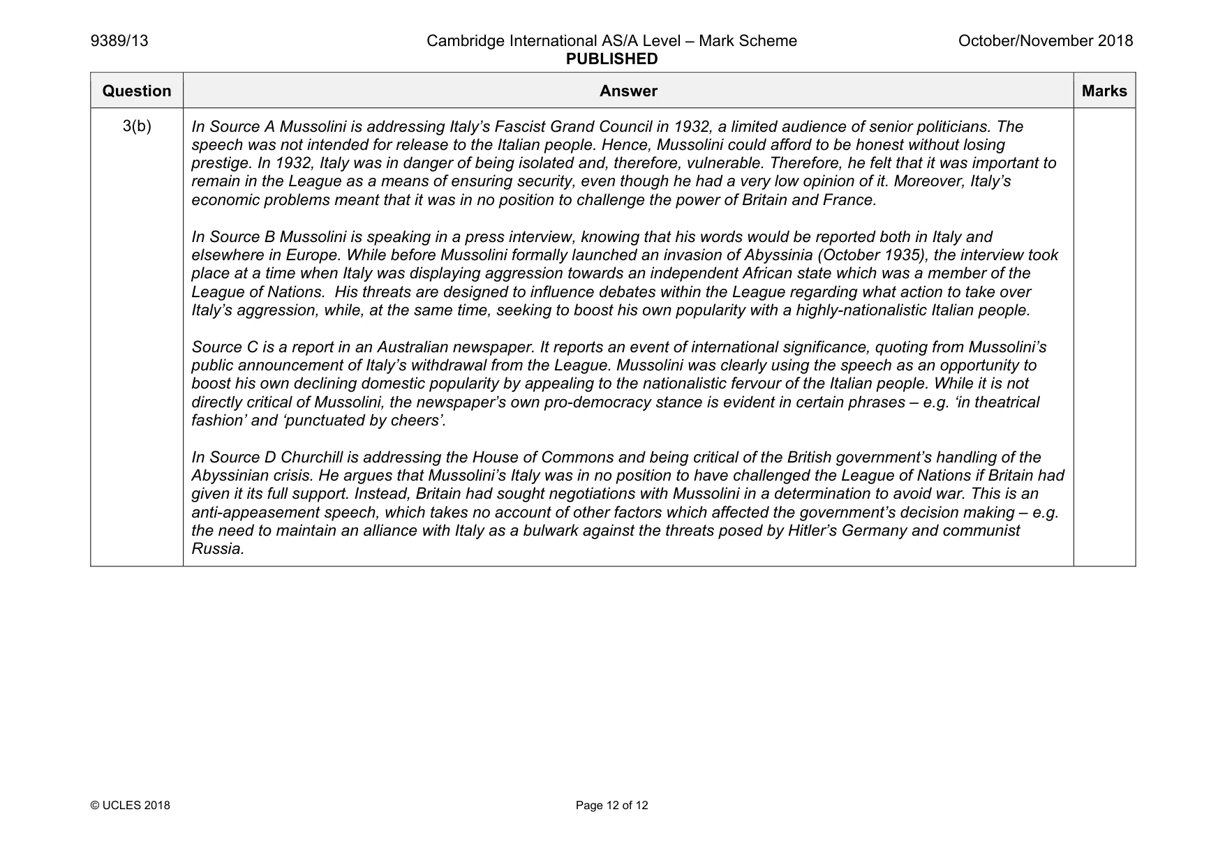 Mark scheme, page 12 of 12