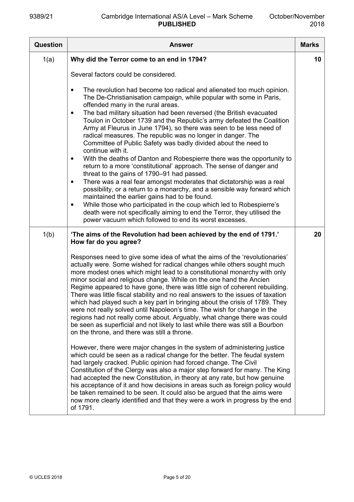Mark scheme, page 5 of 20