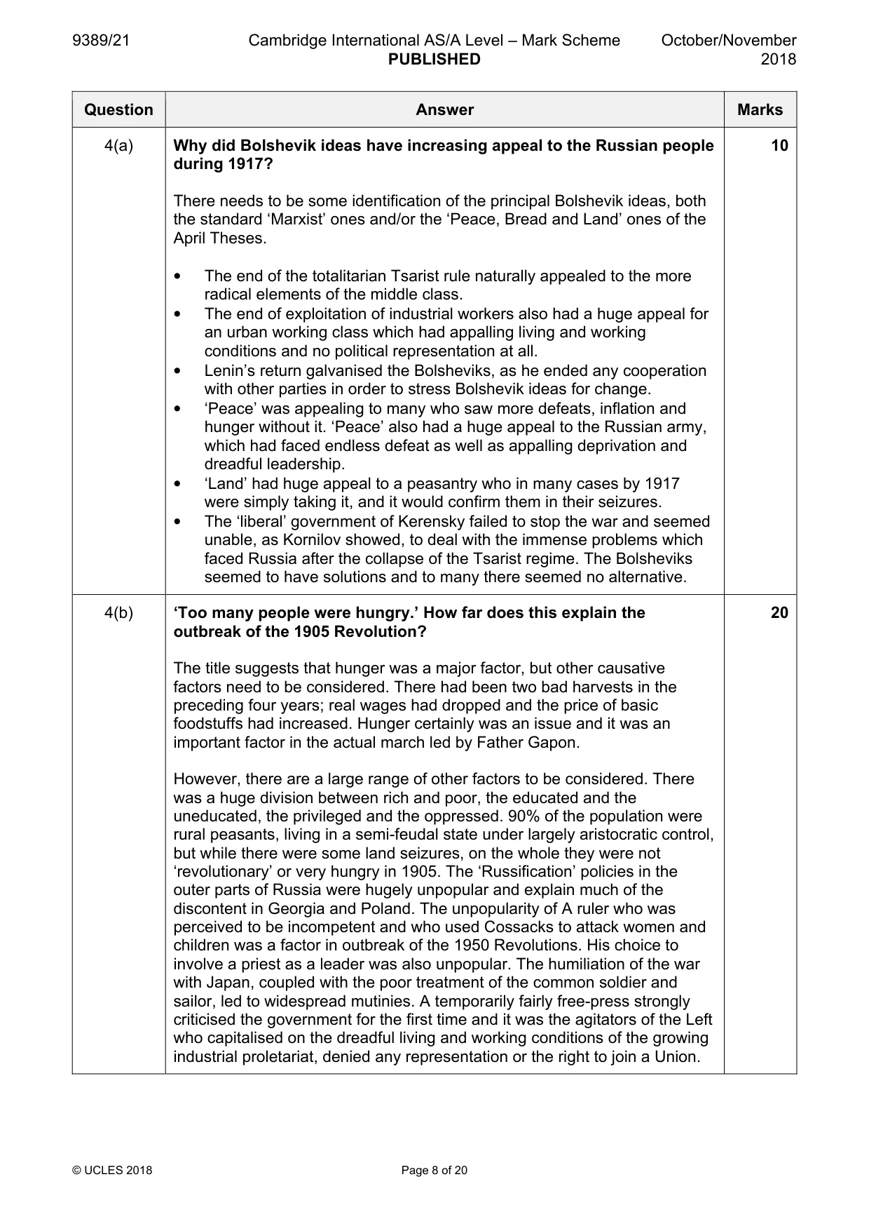 Mark scheme, page 8 of 20