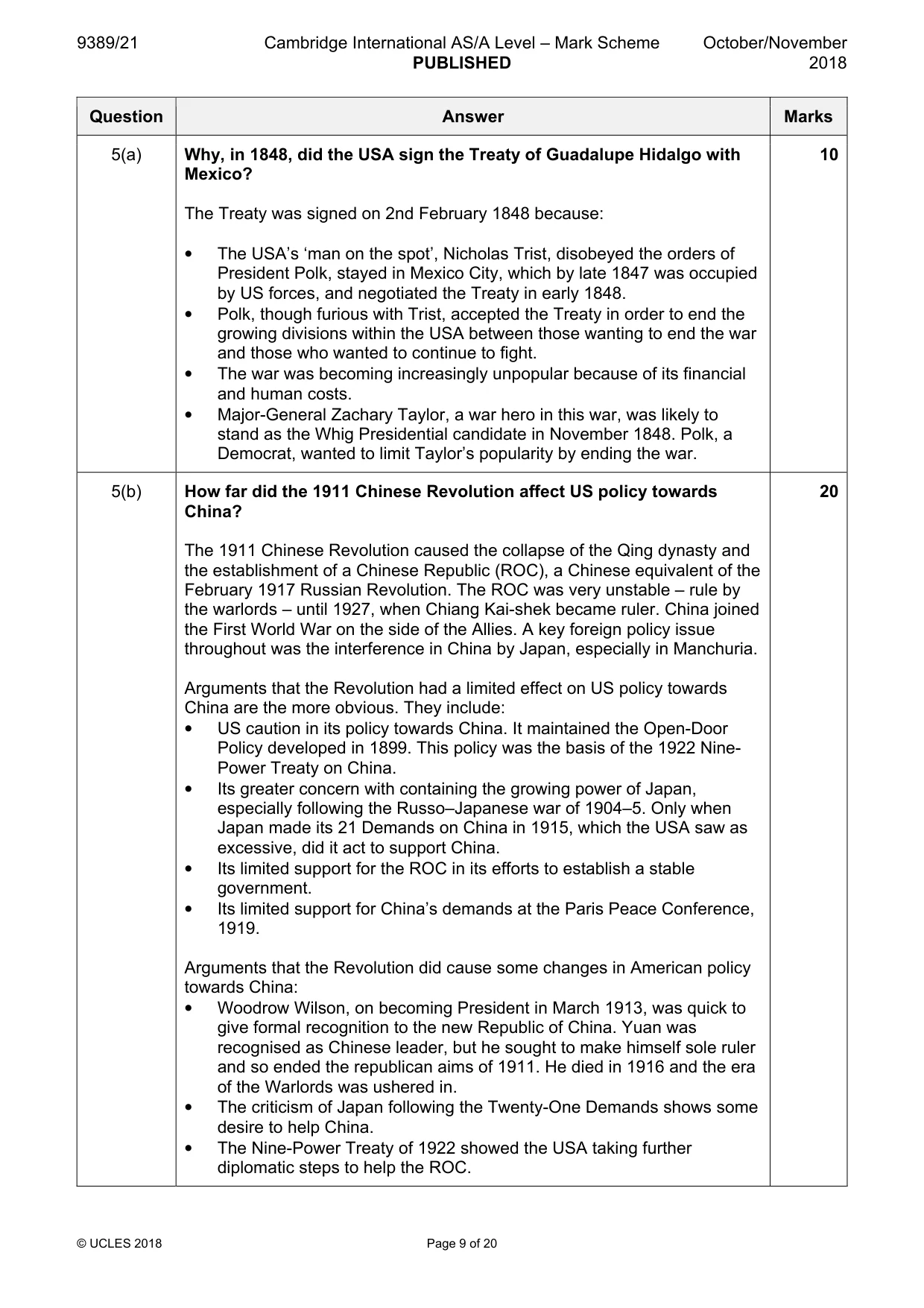 Mark scheme, page 9 of 20