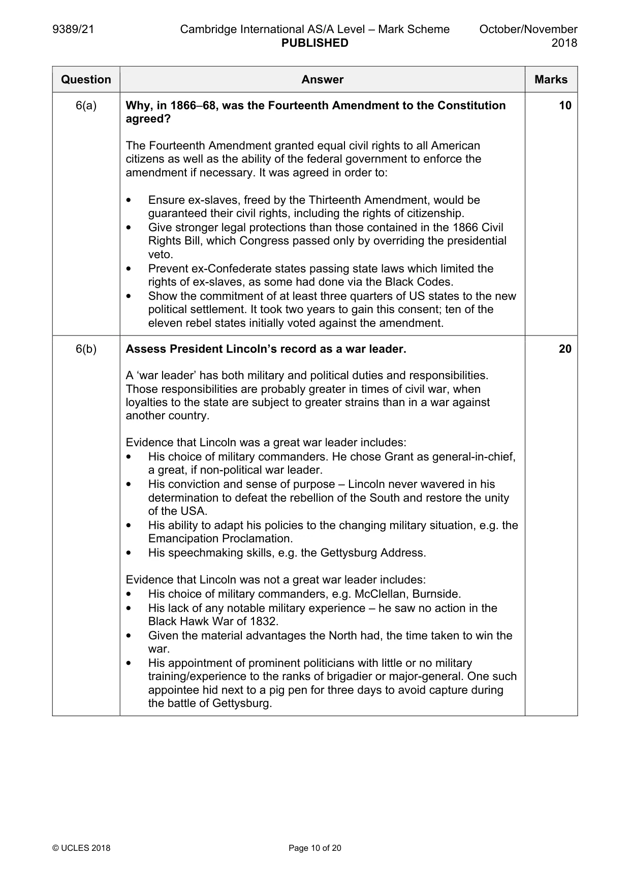 Mark scheme, page 10 of 20