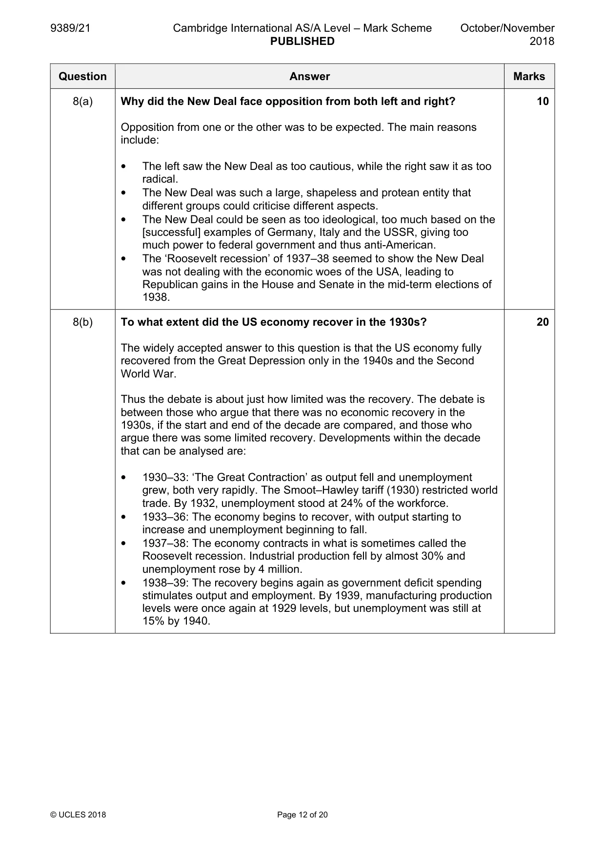 Mark scheme, page 12 of 20