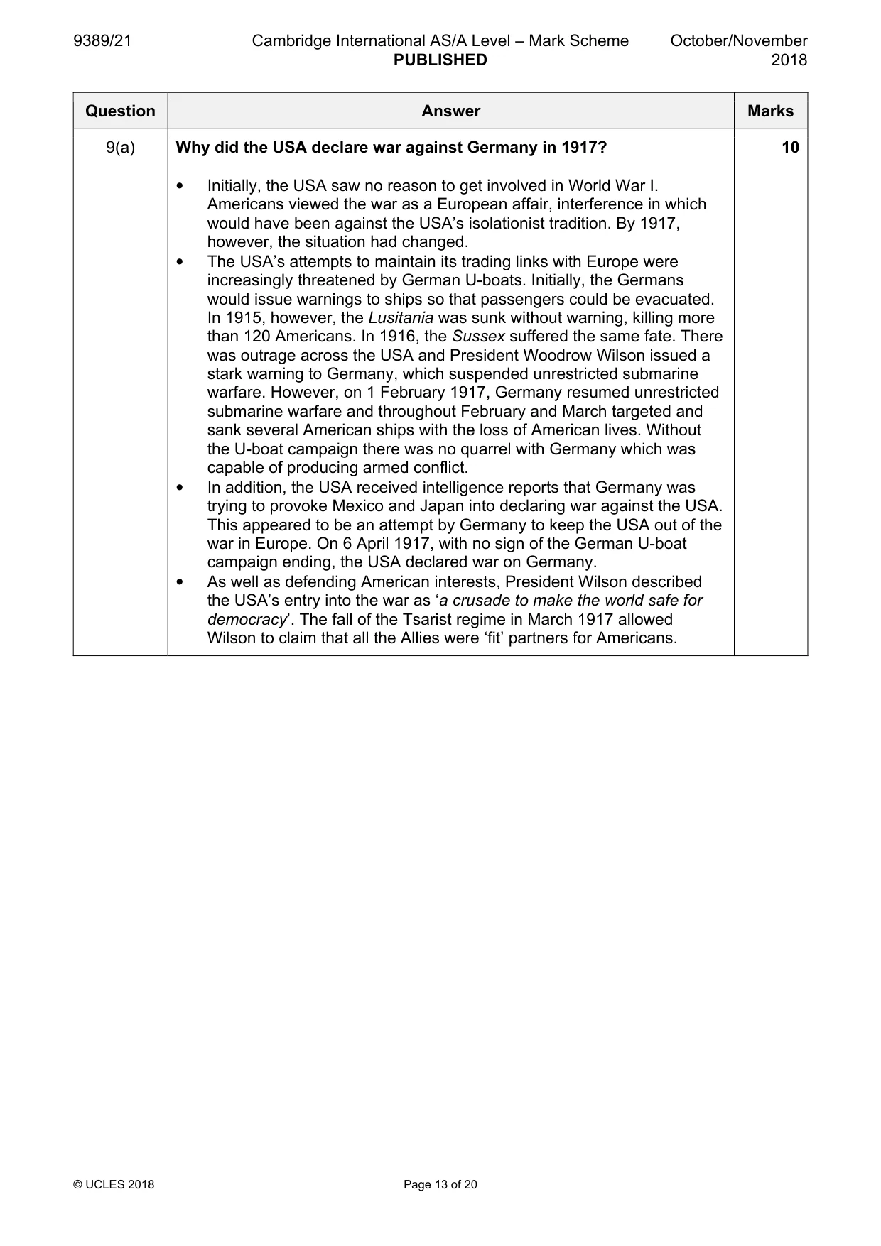 Mark scheme, page 13 of 20