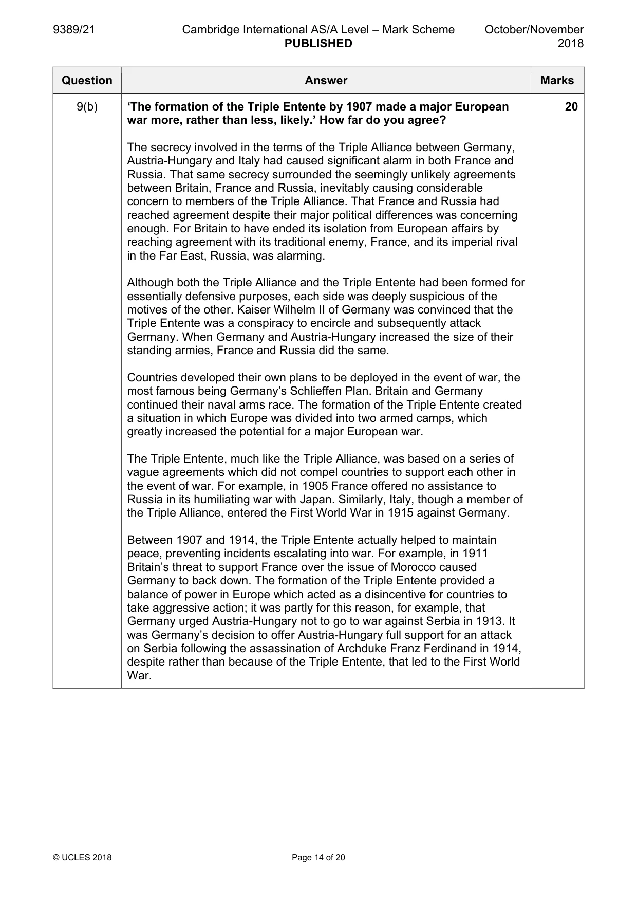 Mark scheme, page 14 of 20