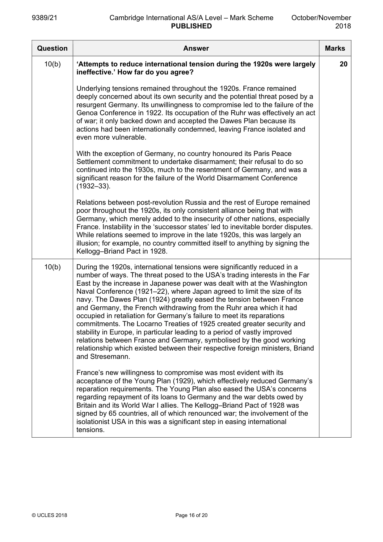 Mark scheme, page 16 of 20