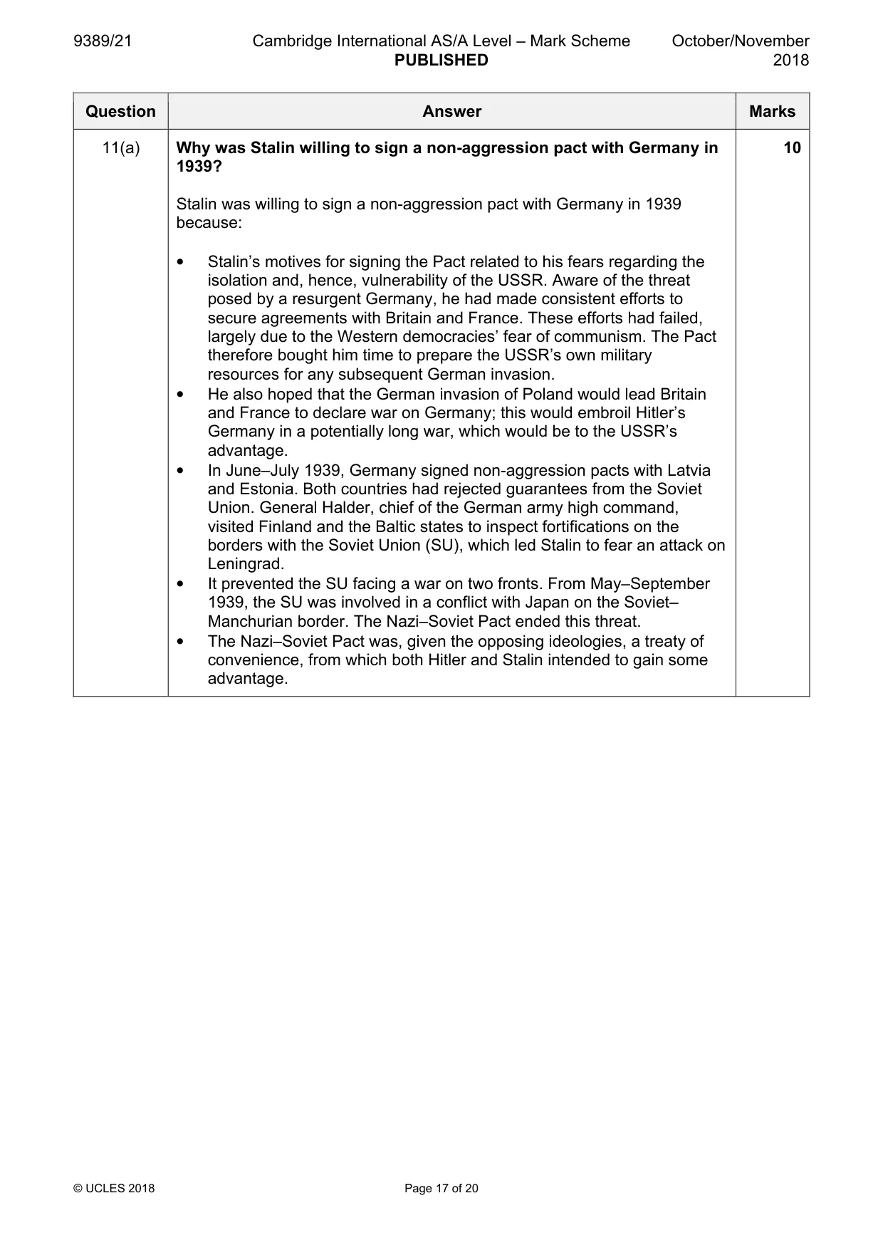 Mark scheme, page 17 of 20