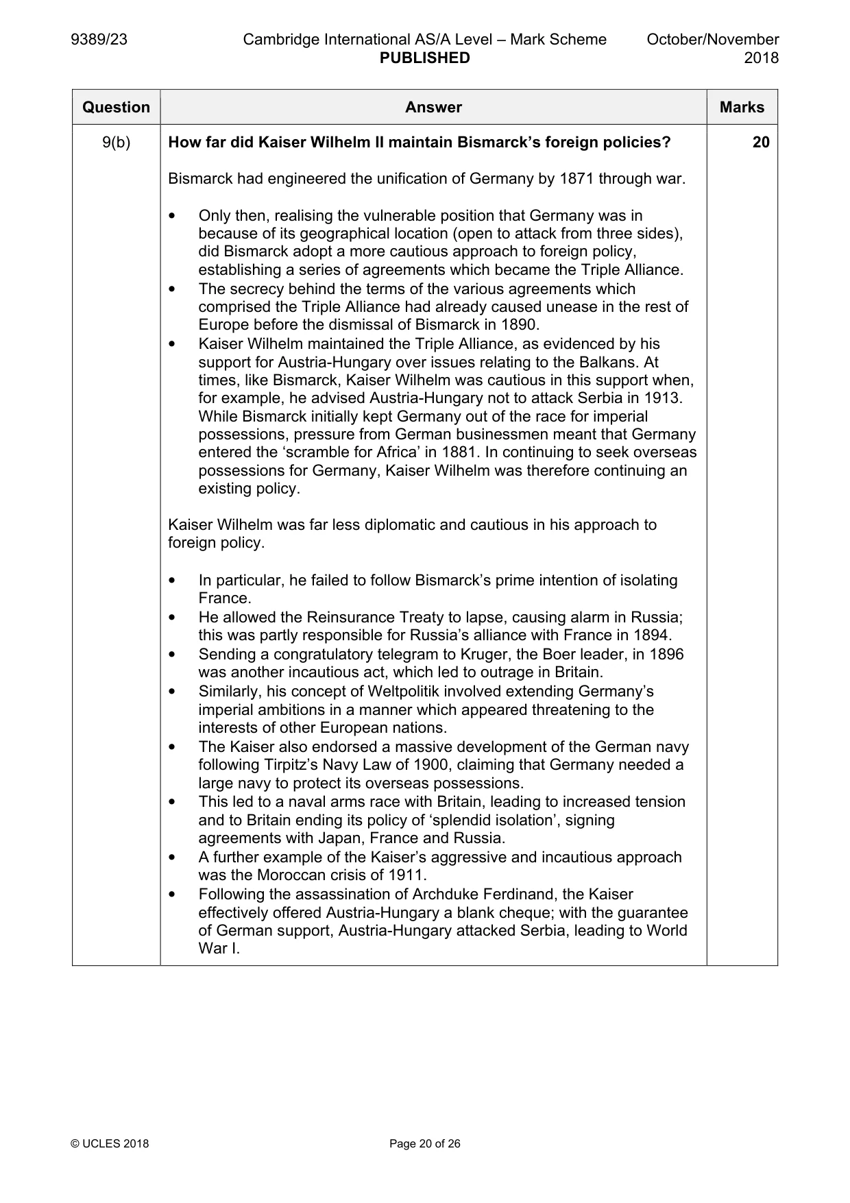 Mark scheme, page 20 of 26