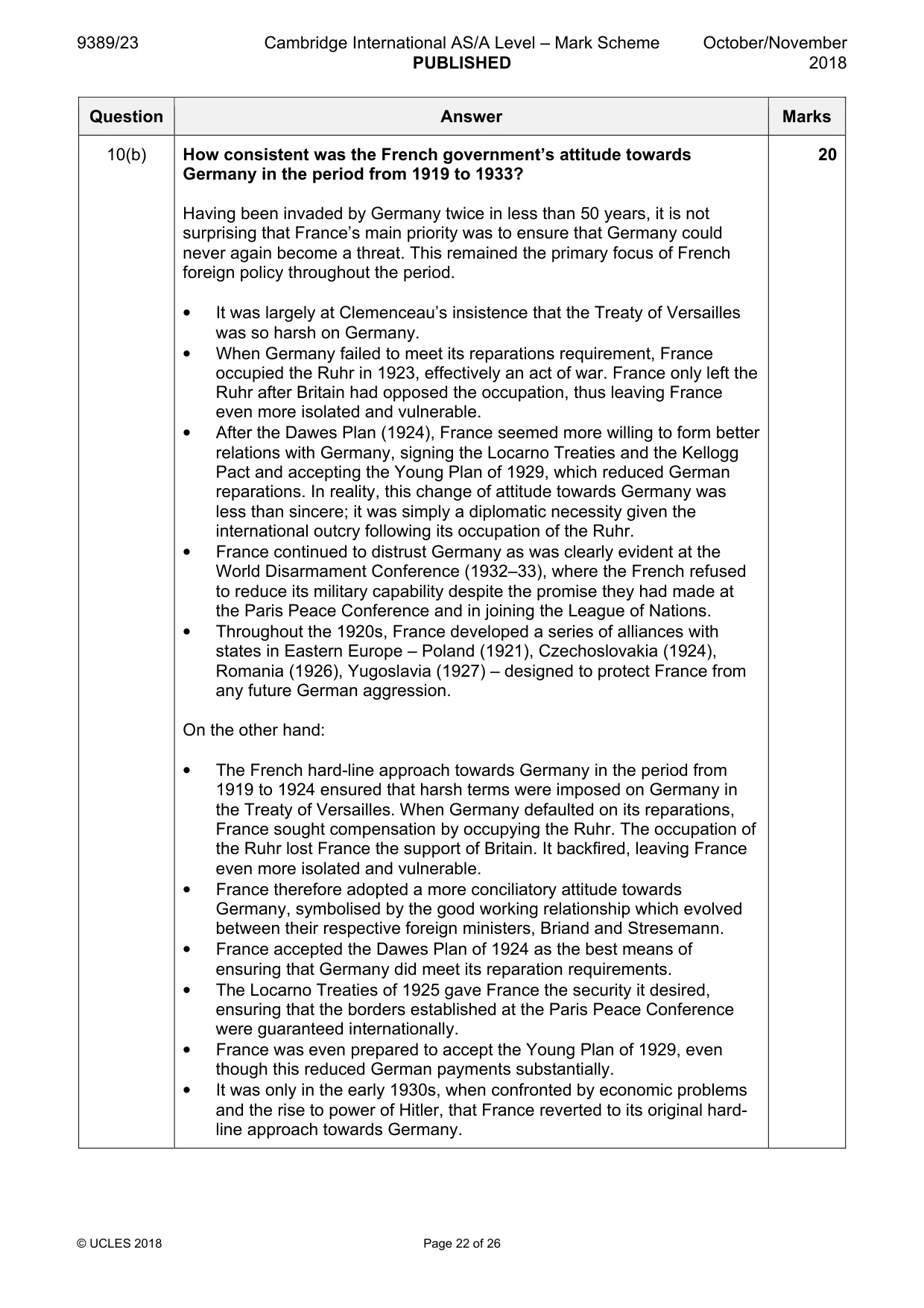 Mark scheme, page 22 of 26