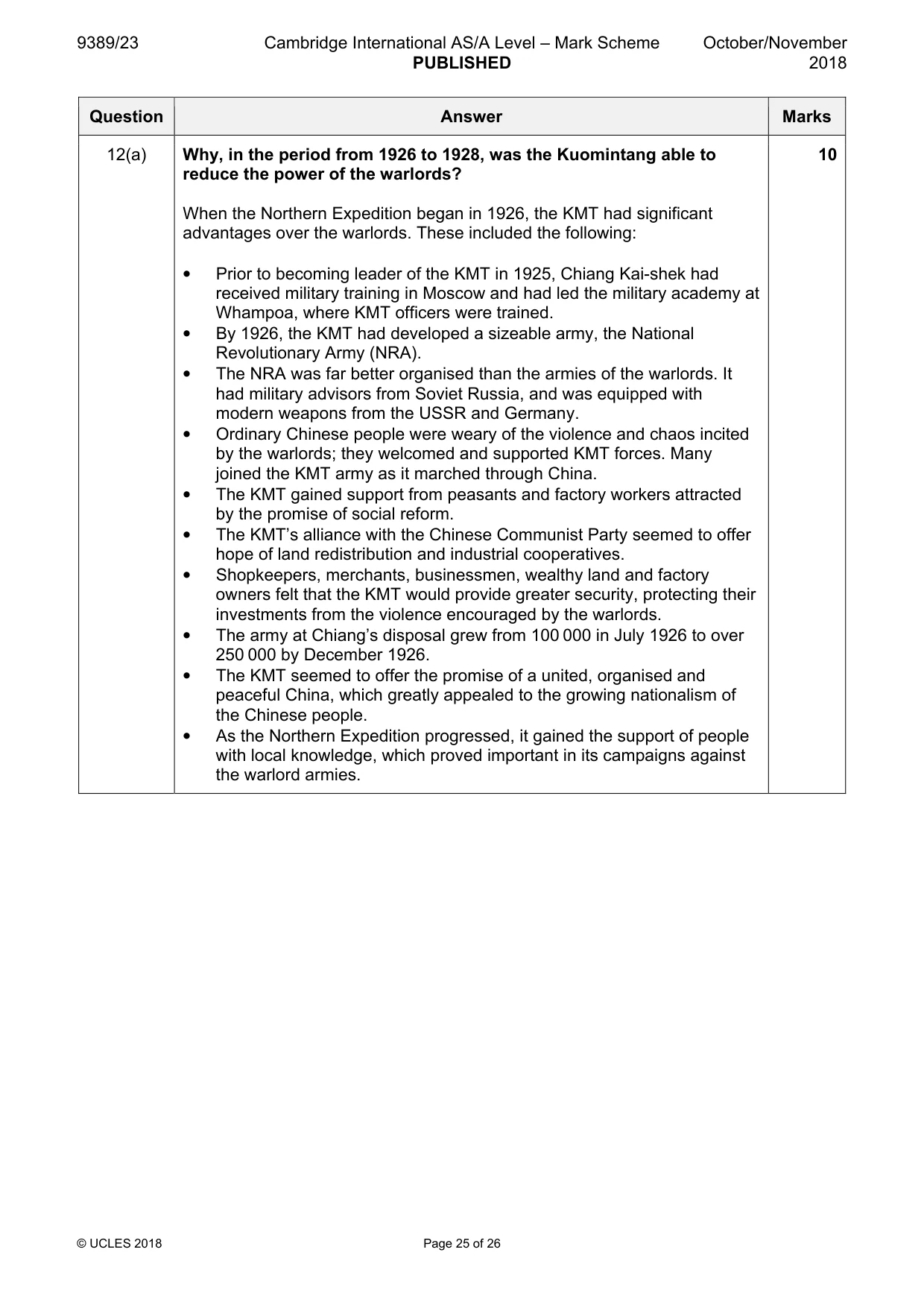 Mark scheme, page 25 of 26