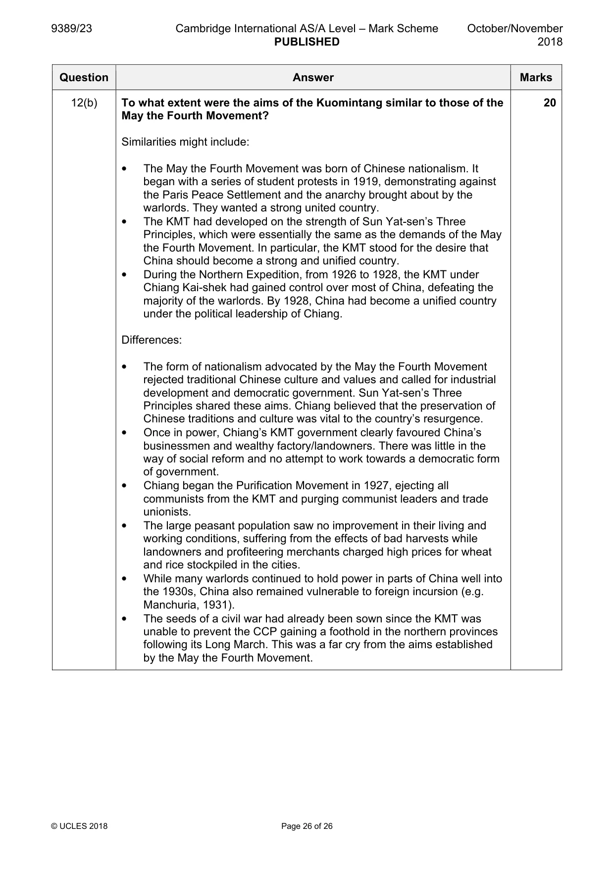 Mark scheme, page 26 of 26
