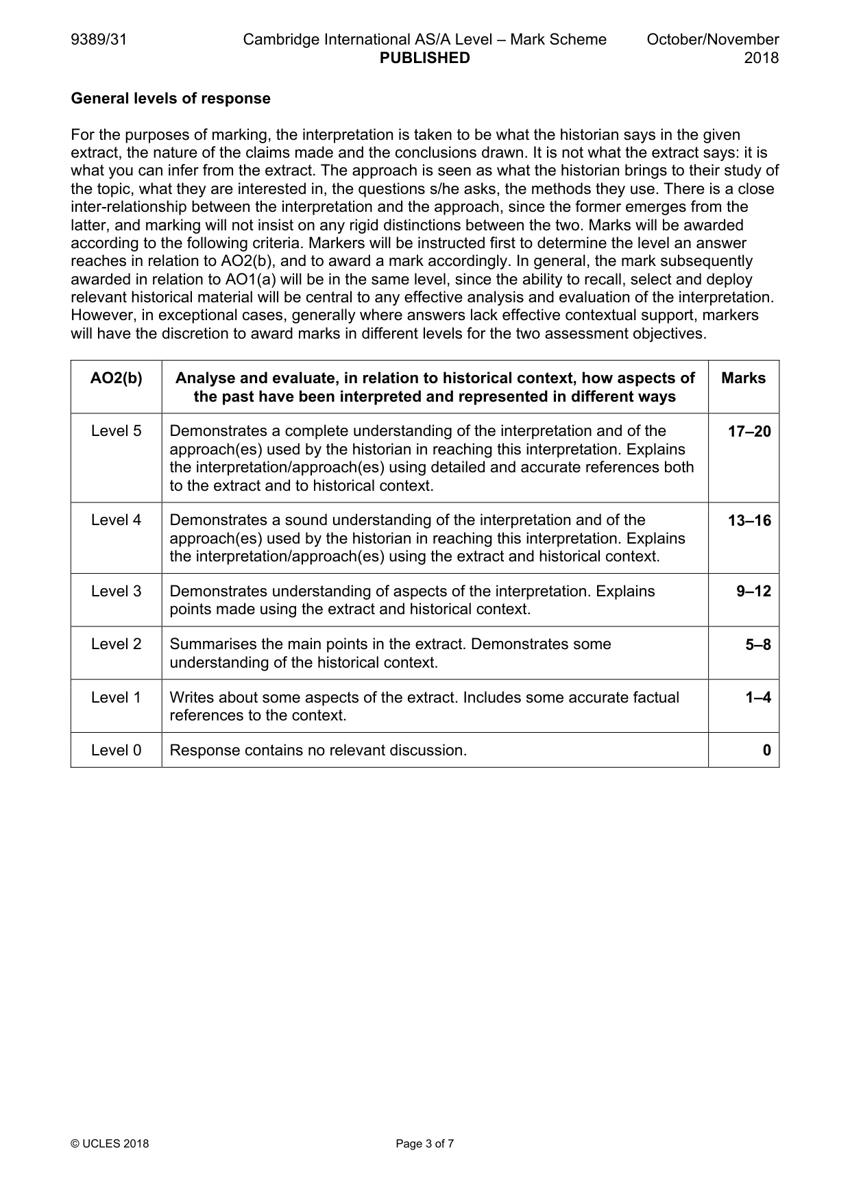 Mark scheme, page 3 of 7