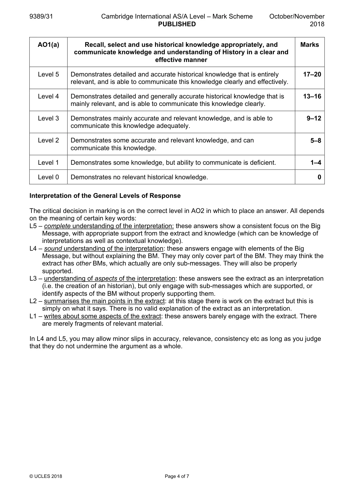 Mark scheme, page 4 of 7