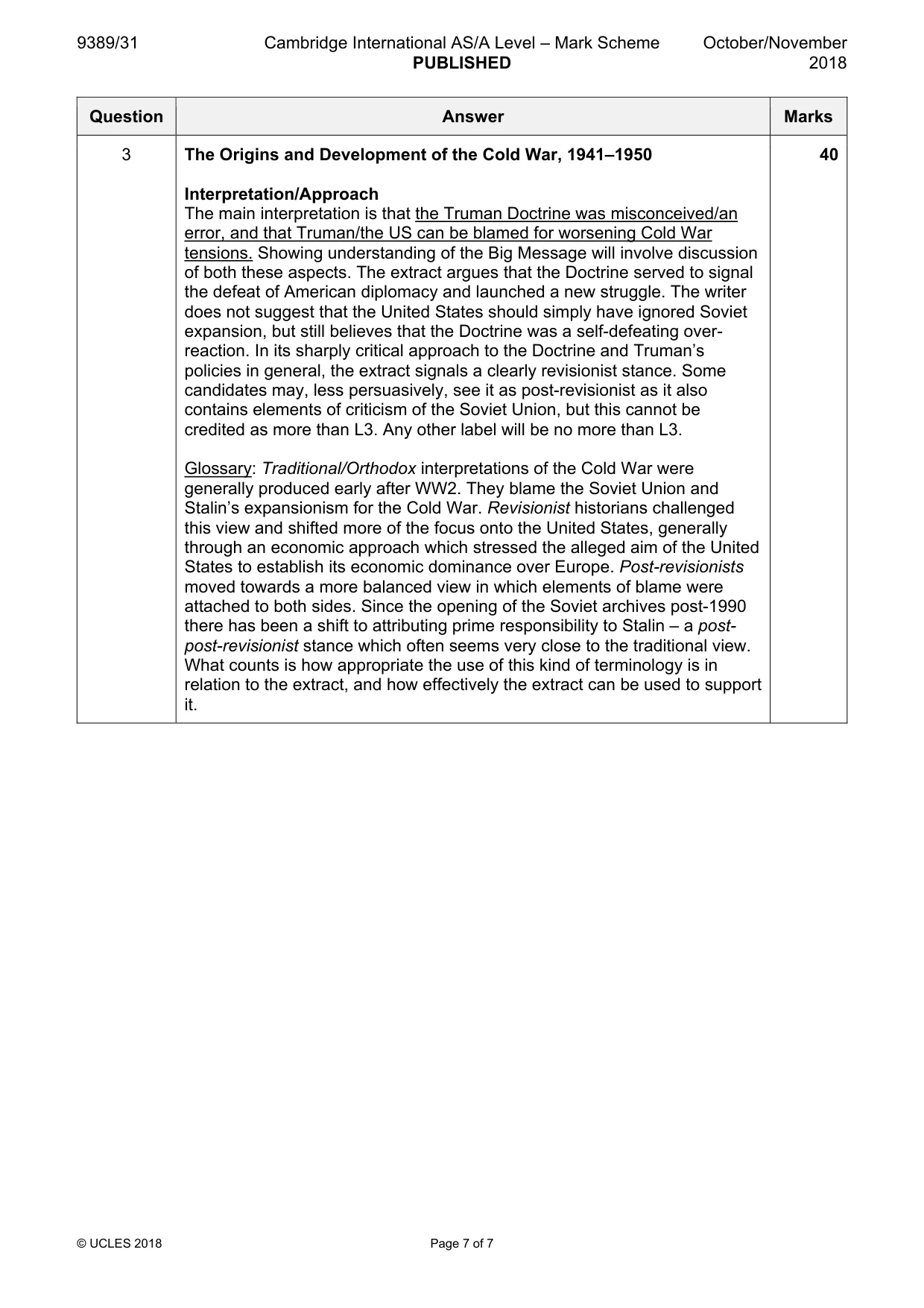 Mark scheme, page 7 of 7