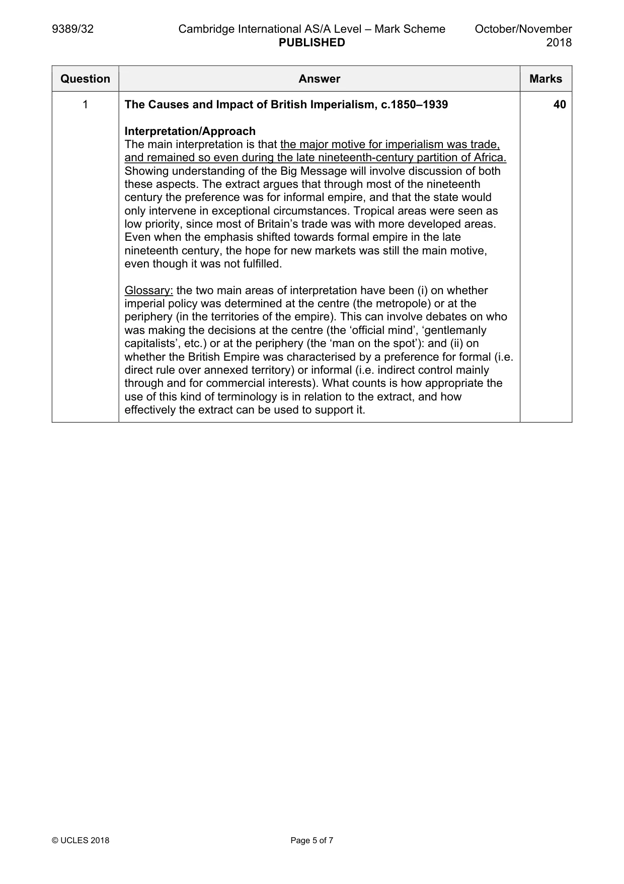 Mark scheme, page 5 of 7