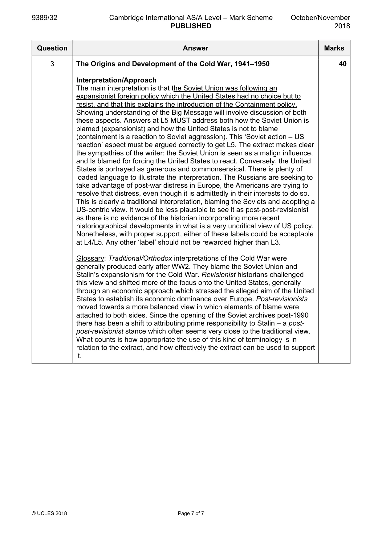 Mark scheme, page 7 of 7