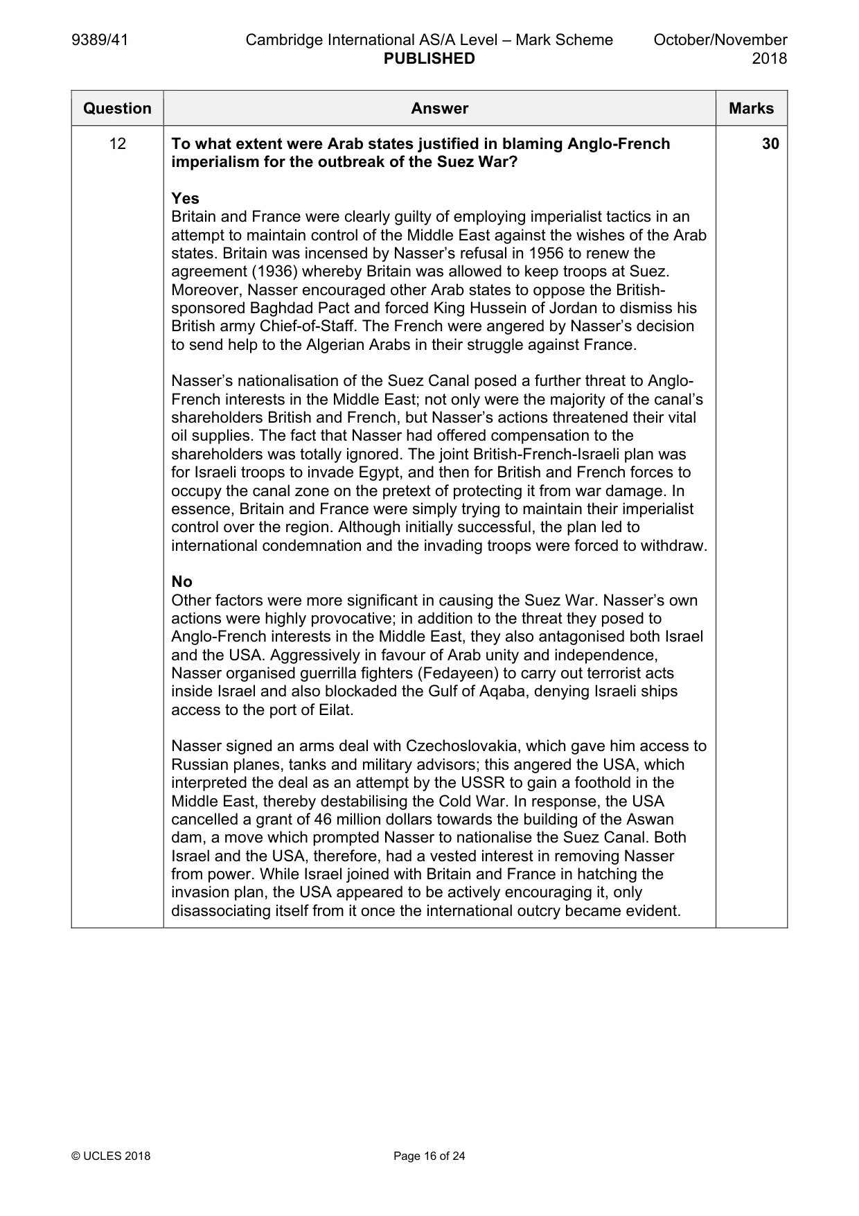Mark scheme, page 16 of 24