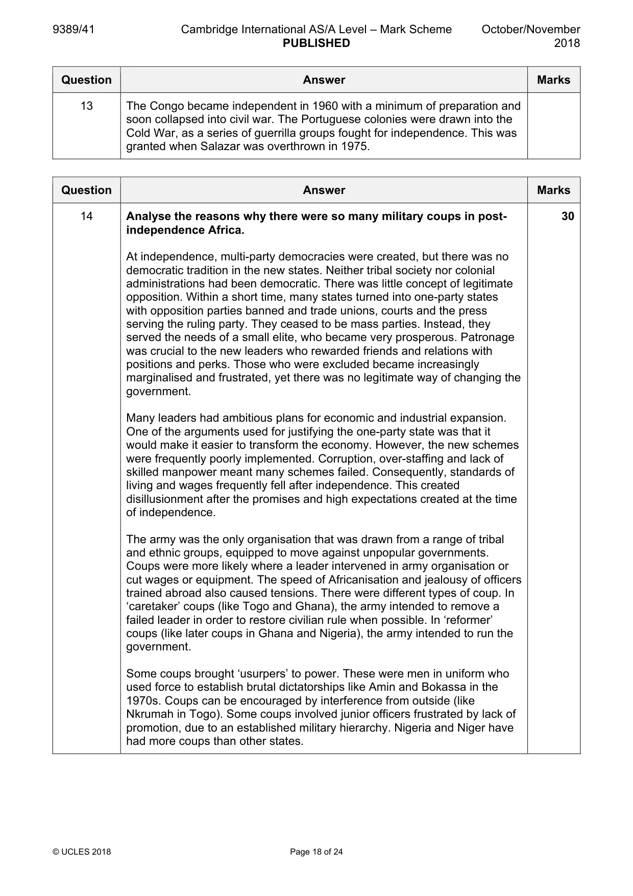 Mark scheme, page 18 of 24