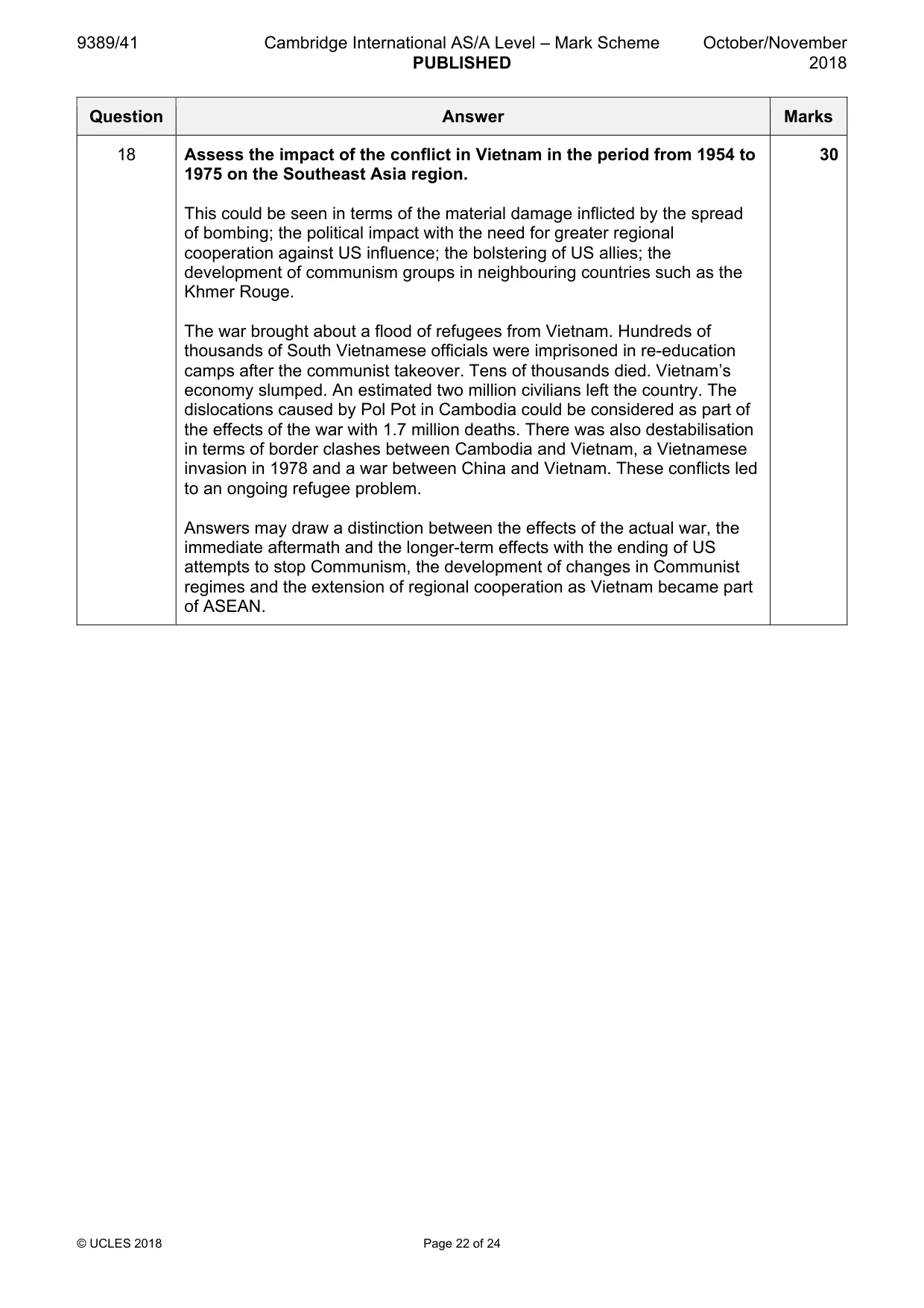 Mark scheme, page 22 of 24